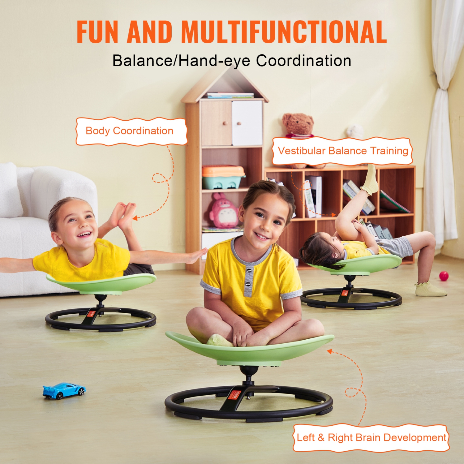 VEVOR 220 LBS Kids Swivel Chair, Sensory Spinning Chair, Autistic Kids Sensory Toy Chair with Non-Slip Metal Base, Toddler Sit and Spin Chair for