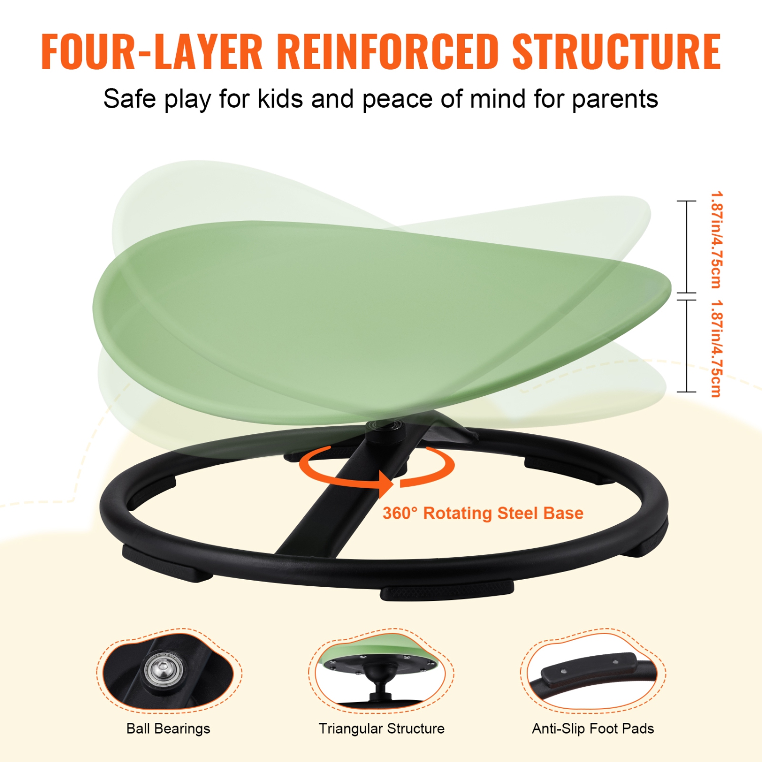 VEVOR 220 LBS Kids Swivel Chair, Sensory Spinning Chair, Autistic Kids Sensory Toy Chair with Non-Slip Metal Base, Toddler Sit and Spin Chair for