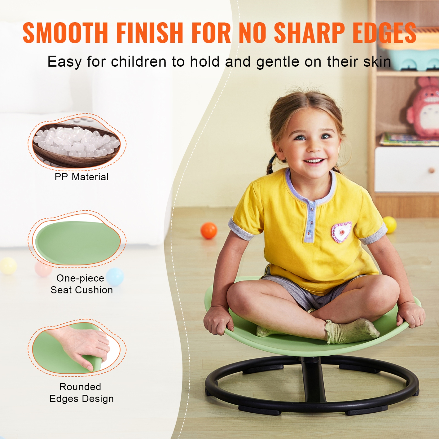 VEVOR 220 LBS Kids Swivel Chair, Sensory Spinning Chair, Autistic Kids Sensory Toy Chair with Non-Slip Metal Base, Toddler Sit and Spin Chair for