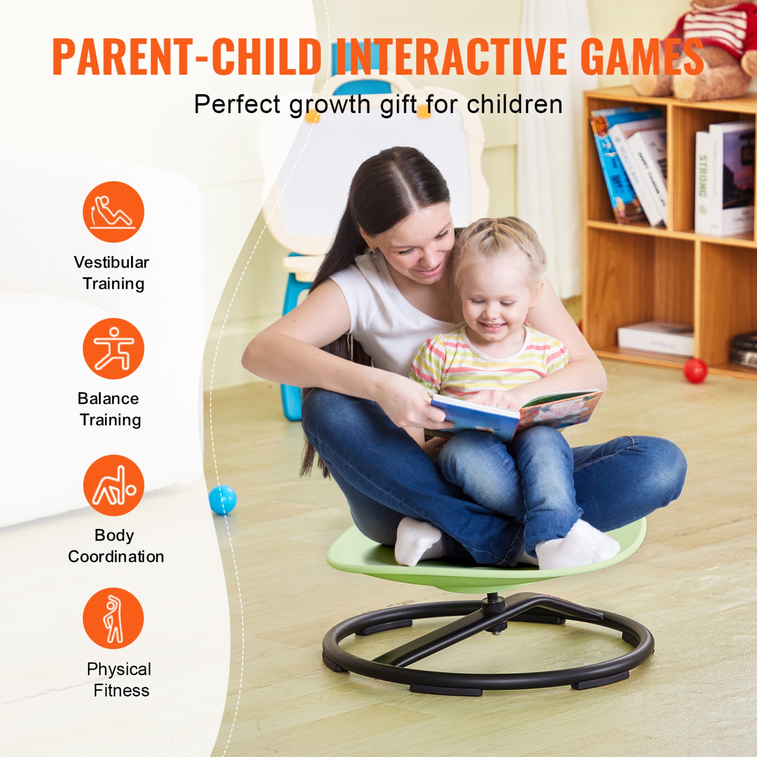 VEVOR 220 LBS Kids Swivel Chair, Sensory Spinning Chair, Autistic Kids Sensory Toy Chair with Non-Slip Metal Base, Toddler Sit and Spin Chair for