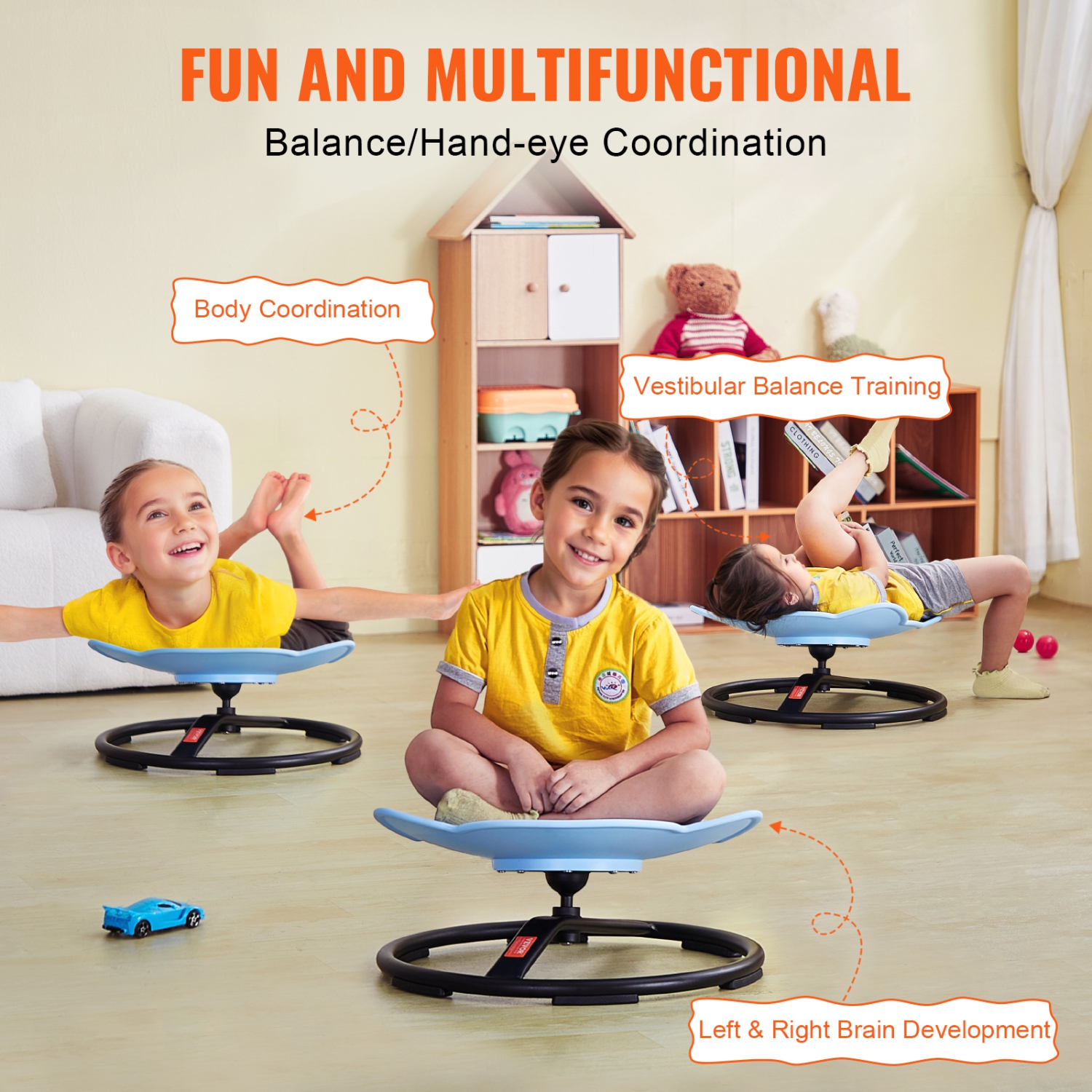 VEVOR 220 LBS Elephant Kids Swivel Chair,360° Spinning Chair,Autistic Kids Sensory Toy Chair with Non-Slip Metal Base,Toddler Sit and Spin Chair for