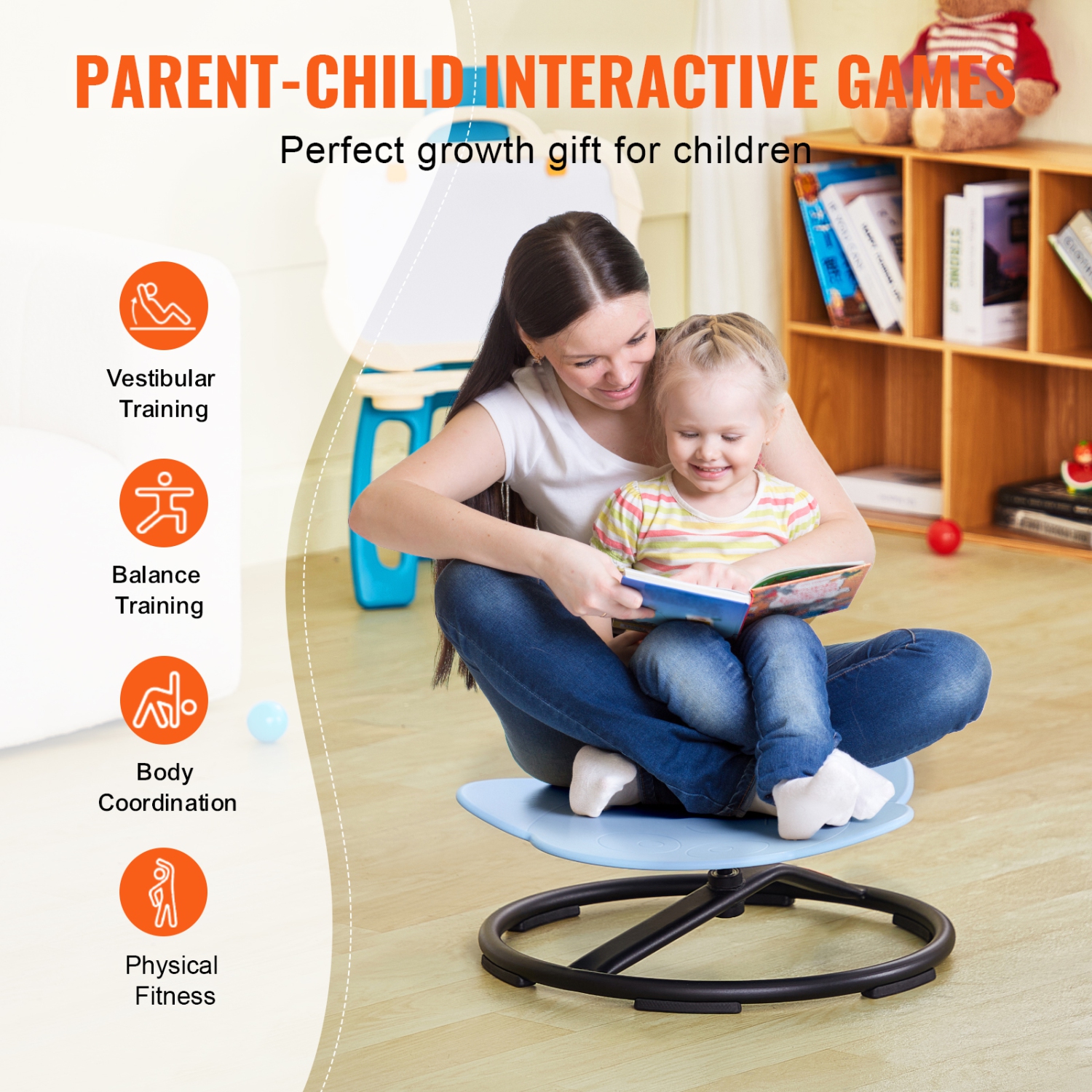 VEVOR 220 LBS Elephant Kids Swivel Chair,360° Spinning Chair,Autistic Kids Sensory Toy Chair with Non-Slip Metal Base,Toddler Sit and Spin Chair for