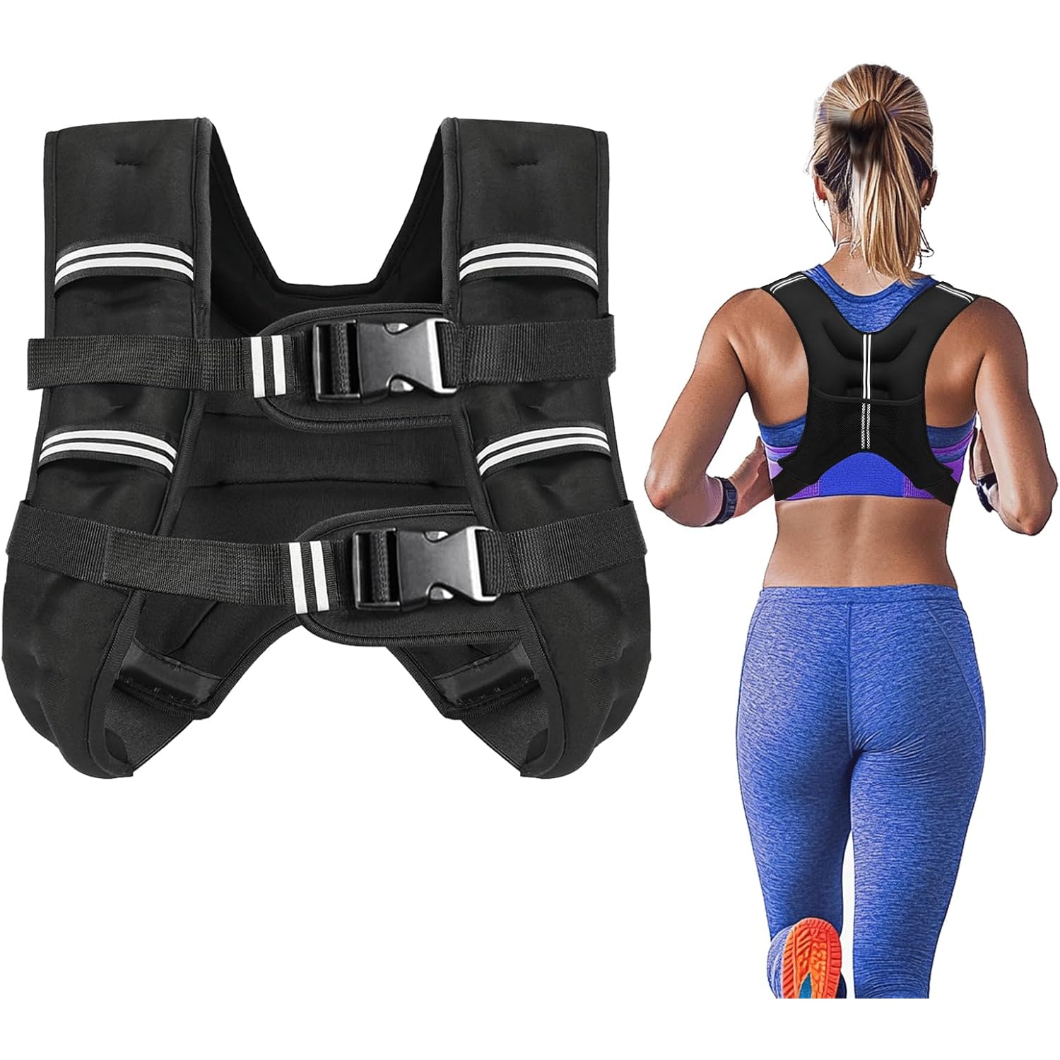 Weighted Vest with Two Adjustment Straps for Men Women,12Lb Weight Vest with Reflective Stripes for Workout,Strength Training,Running,Fitness,Muscle