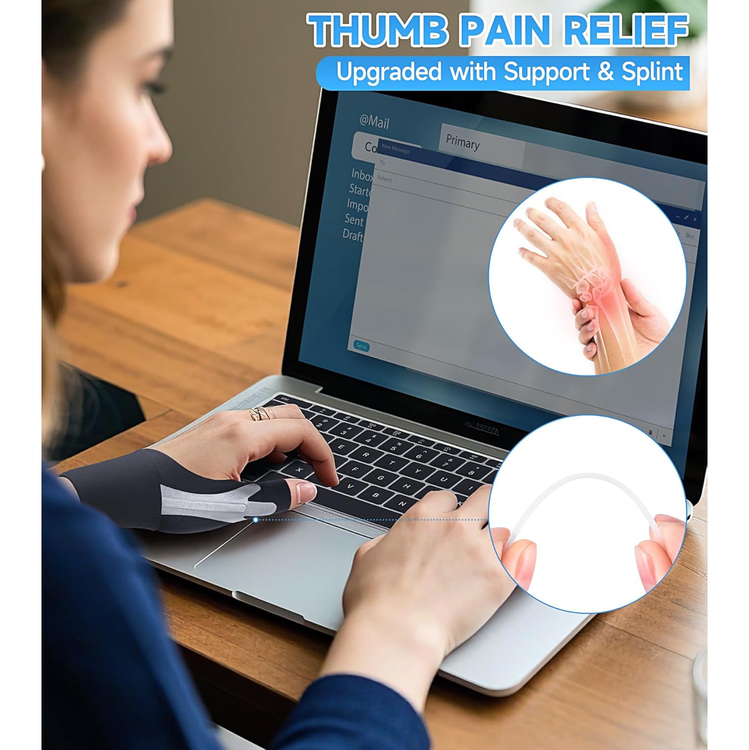 Thumb Brace Right Hand,Wrist Compression Strap & Flexible Splint Stabilizer for Arthritis,Trigger Finger,Tendonitis,Joint Pain Relief & Support for