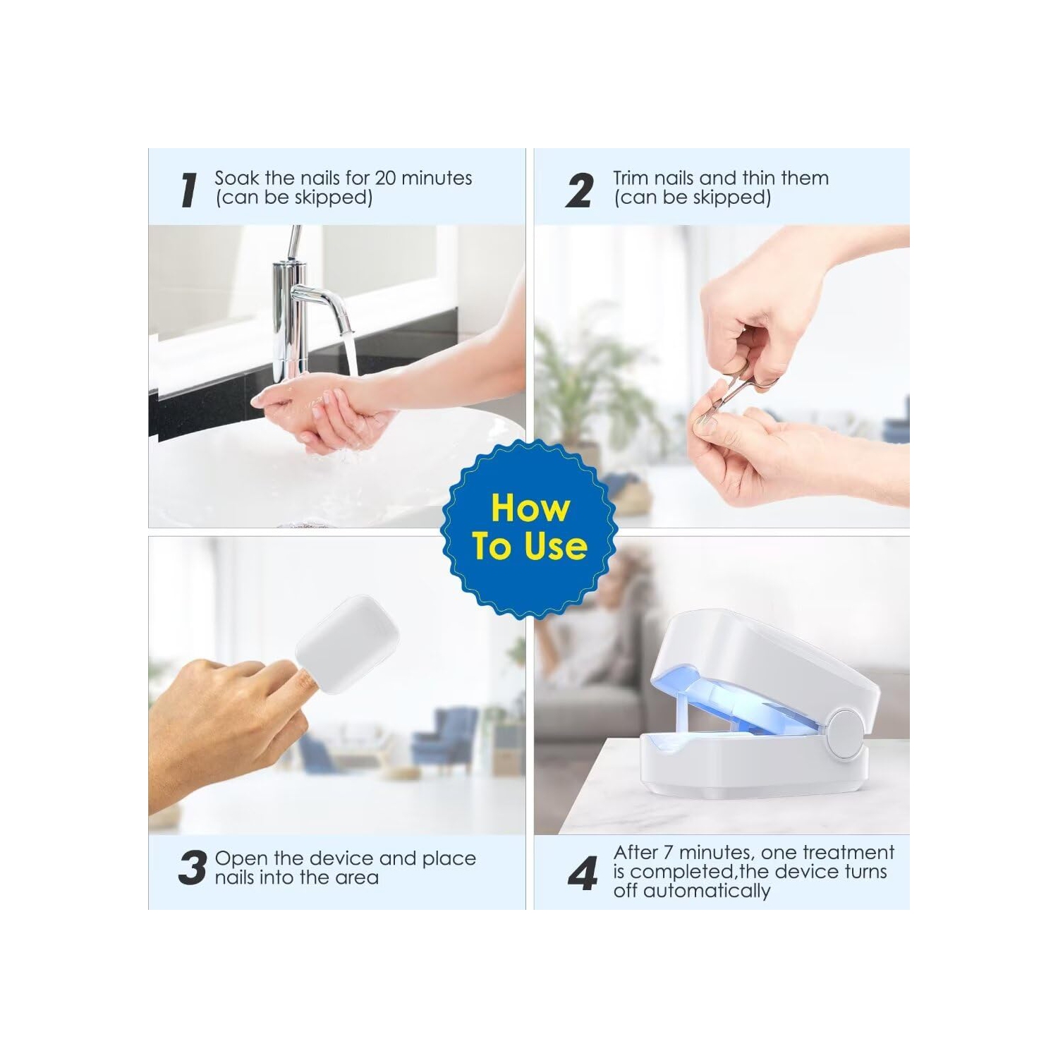 Dispositif de nettoyage de la lumière pour onychomycose, Clou Fungus Light pour ongles des ongles des ongles, Dissolvant de champignons pour ongles