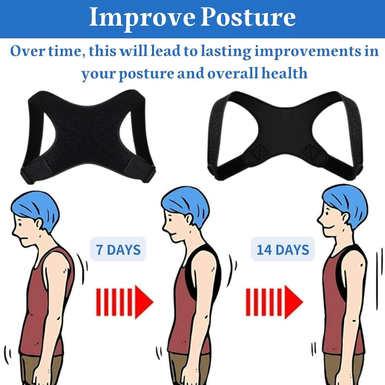 Posture Corrector for Women Men,Adjustable Back Support Brace,Back Posture Corrector,Back Brace Corrector,Back Straightener Posture Corrector-Size M