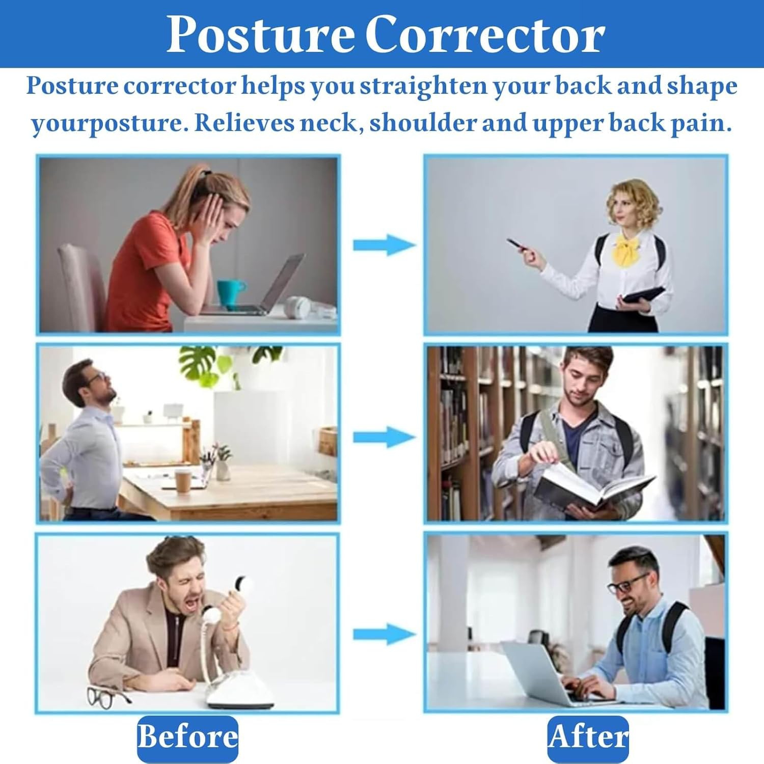 Posture Corrector for Women Men,Adjustable Back Support Brace,Back Posture Corrector,Back Brace Corrector,Back Straightener Posture Corrector-Size M