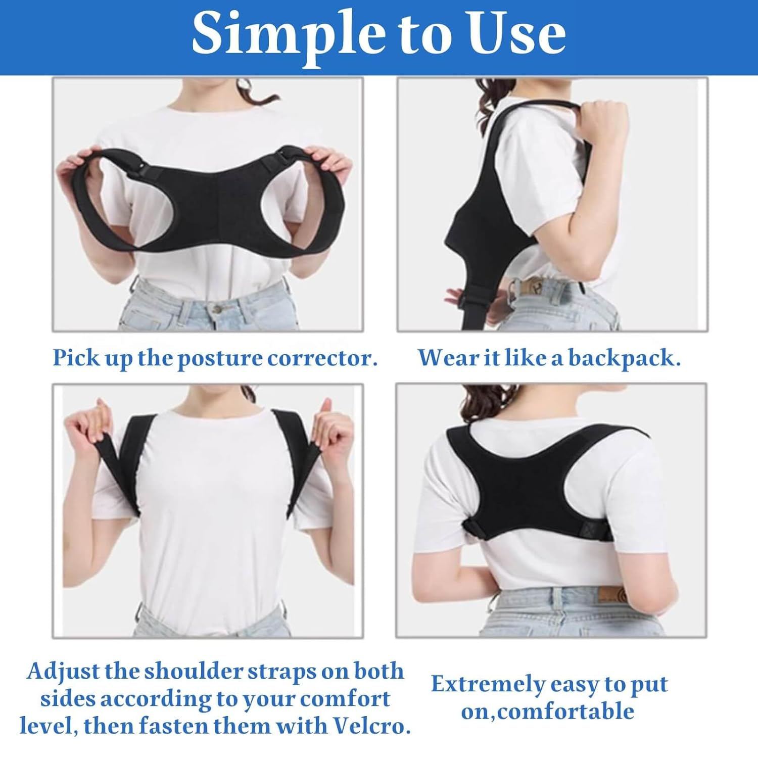 Posture Corrector for Women Men,Adjustable Back Support Brace,Back Posture Corrector,Back Brace Corrector,Back Straightener Posture Corrector-Size M