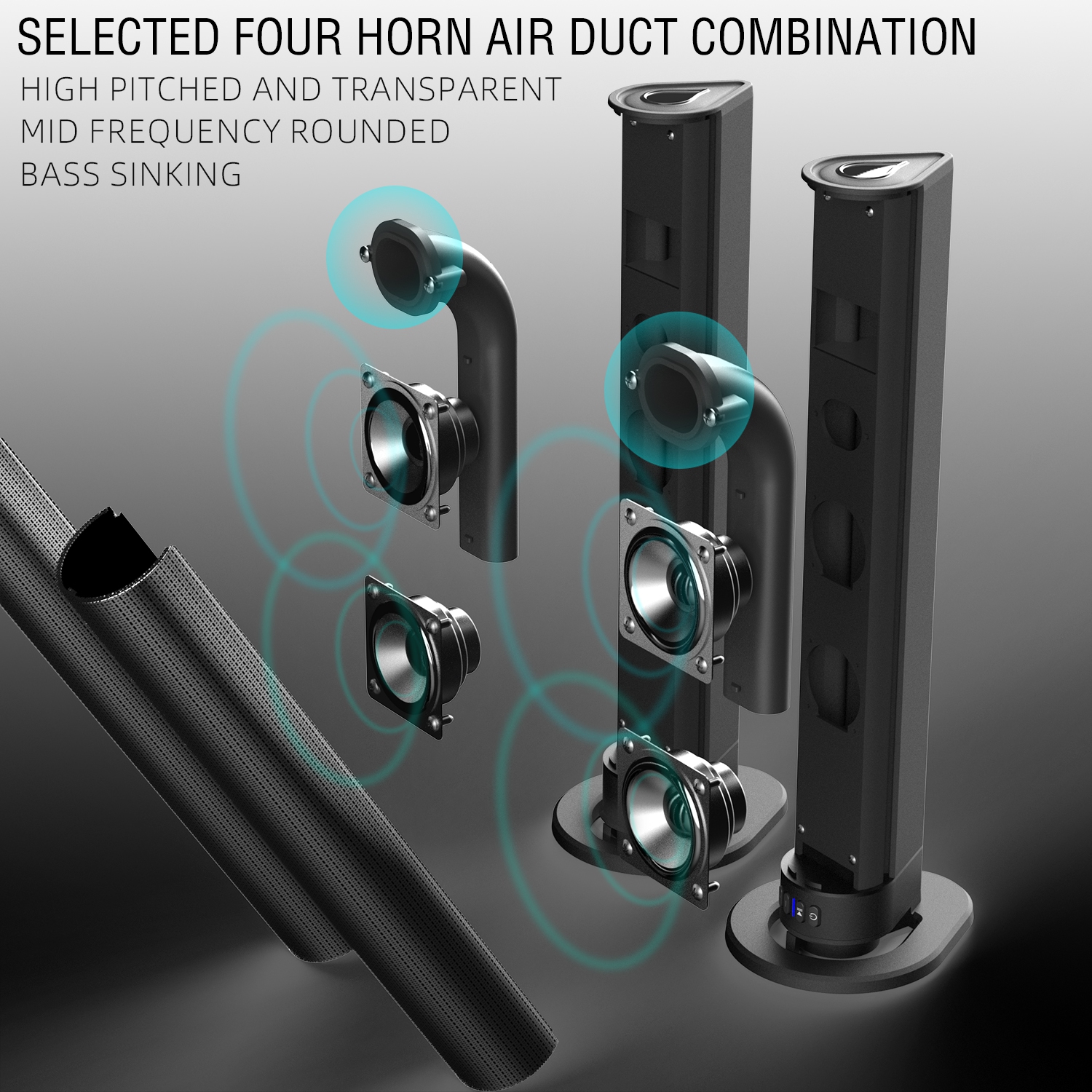 Detachable Surround Sound Bar Wireless Subwoofer 2 Speaker System Home Theater