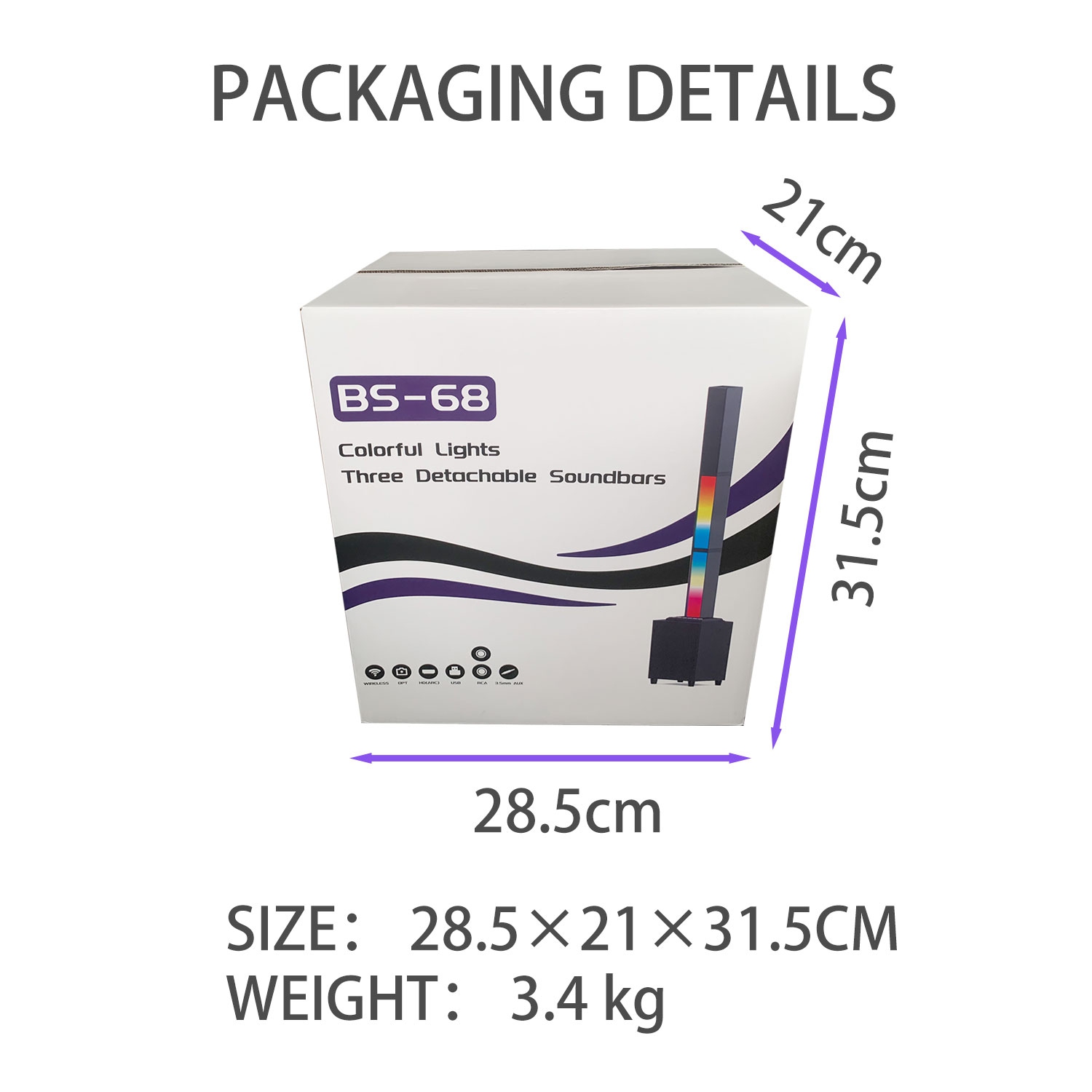 Haut-parleur Bluetooth 2,1 Haut-parleur d'extrêmes graves RVB Système de karaoké sans fil TWS amovible