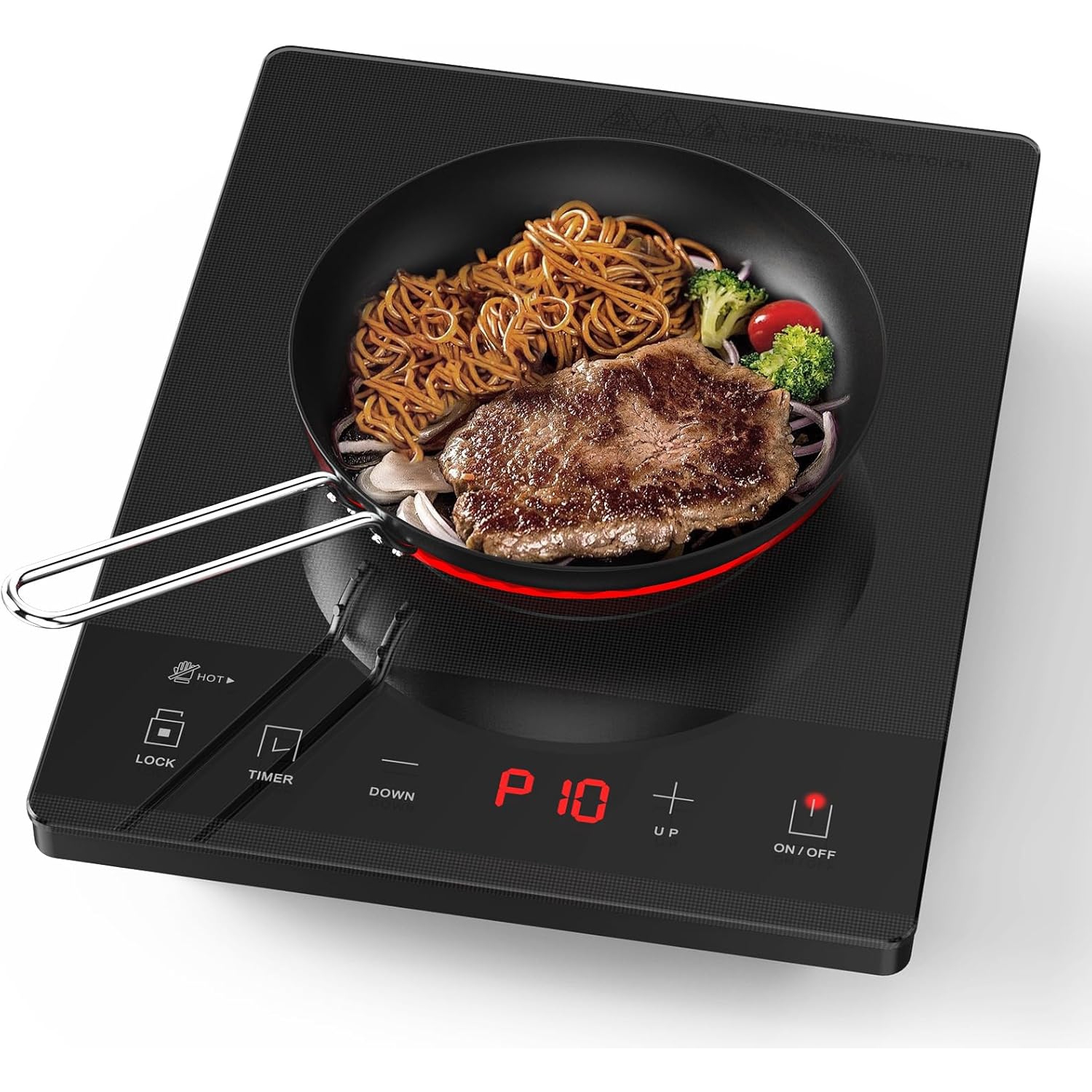PAYISHO 1800W Single Burner Portable Ceramic Cooktop with 24-Hour Timer and Child Safety Lock