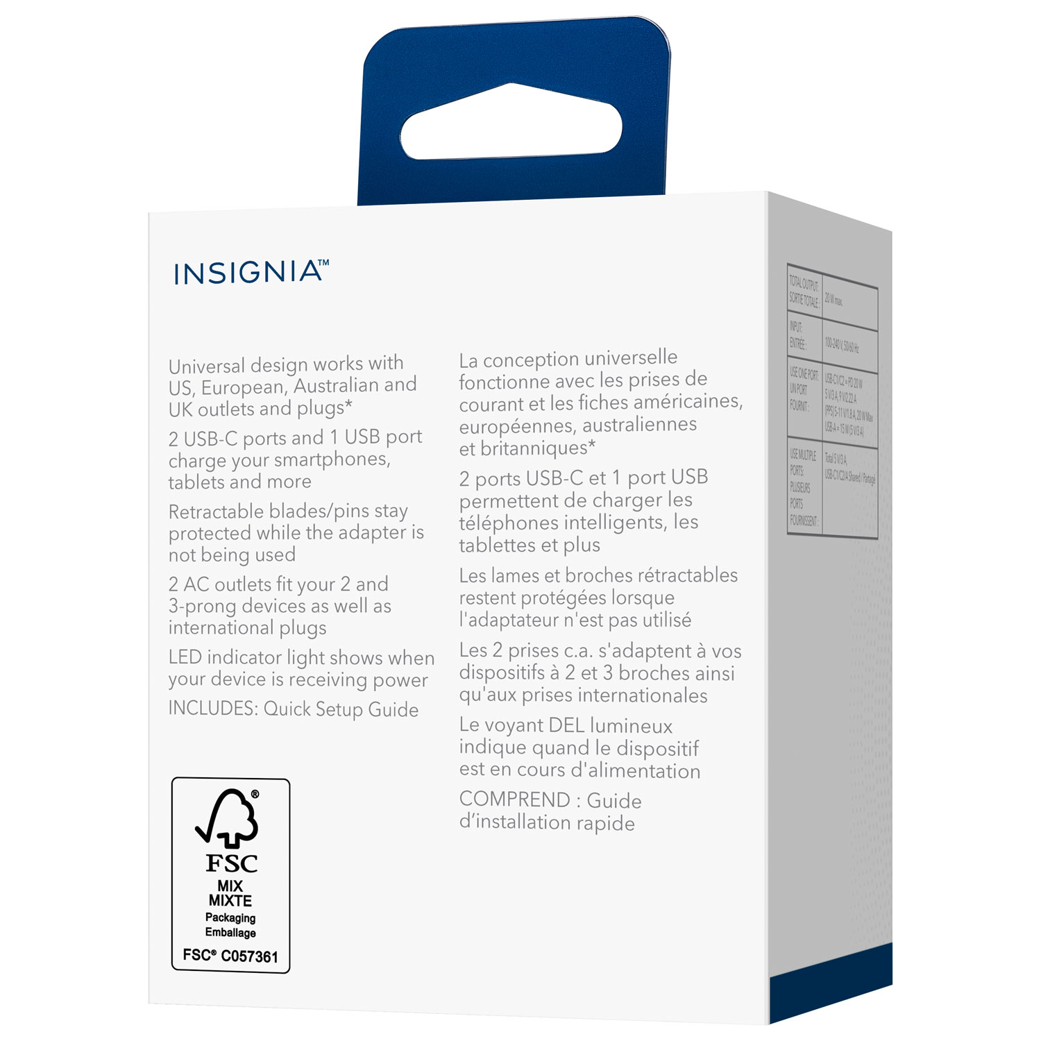 Adaptateur de voyage tout-en-un de 20 W d'Insignia - Exclusivité de Best Buy