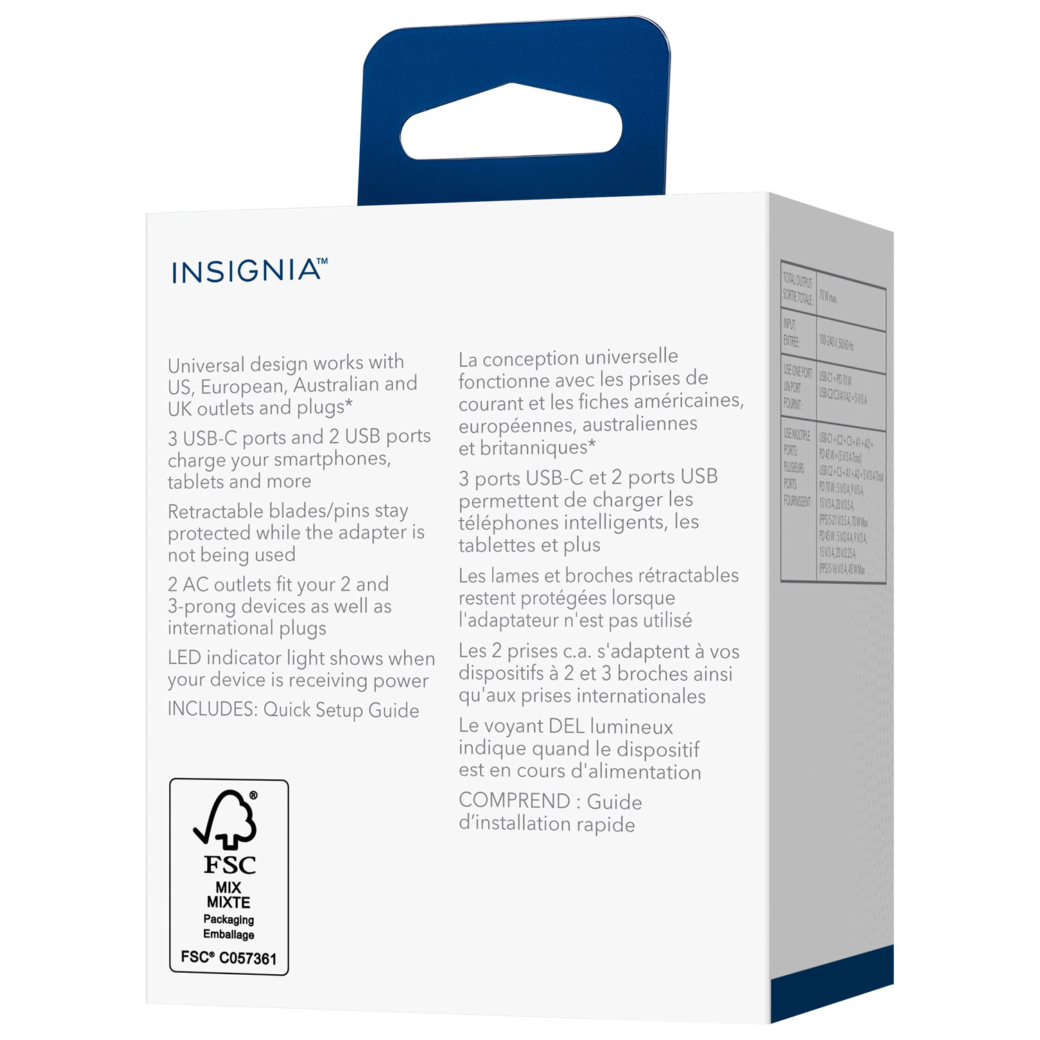 Adaptateur de voyage tout-en-un de 70 W d'Insignia - Exclusivité de Best Buy