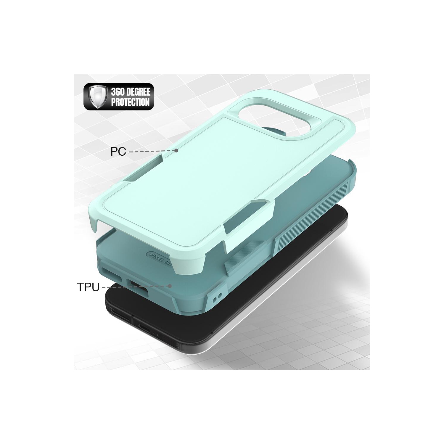 Étui rigide ajusté double couche robuste de XCRS pour Pixel 9a de Google