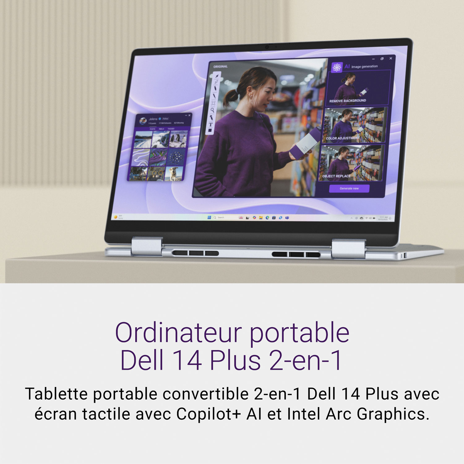 Portable 2-en-1 à écran tactile de 14 po Copilot+ PC Plus de Dell - Bleu glacier
