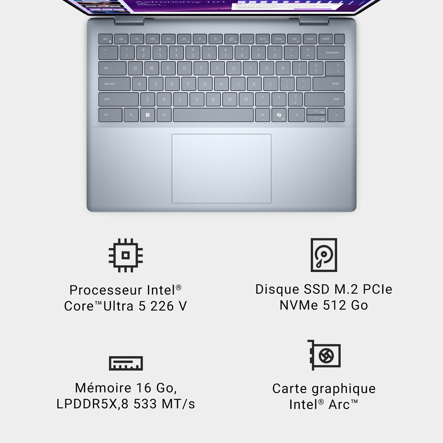 Portable 2-en-1 à écran tactile de 14 po Copilot+ PC Plus de Dell - Bleu glacier