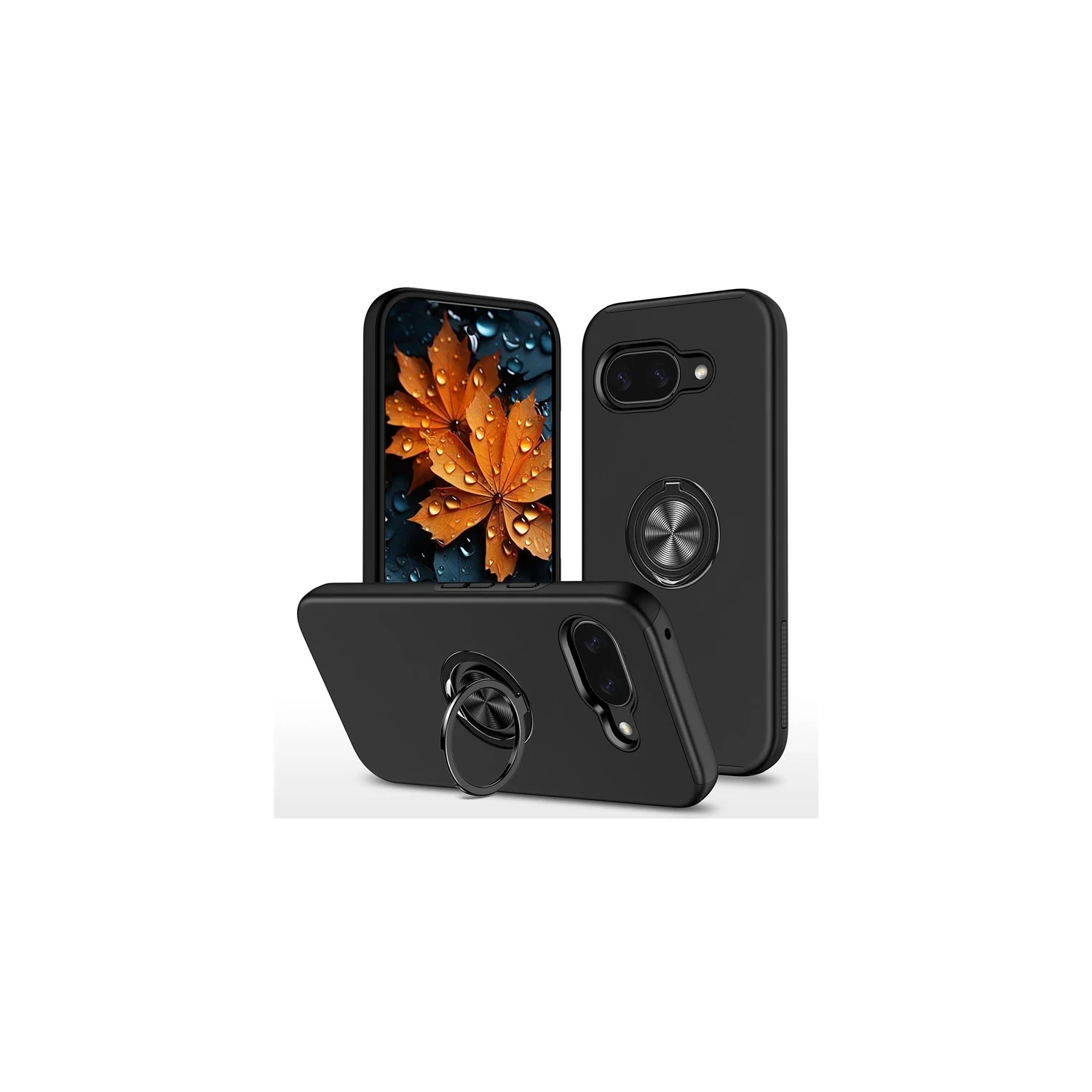 XCRS Hard Shell Swirl Ring Case for Google Pixel 9a – Built-in Magnetic Ring Kickstand Cover