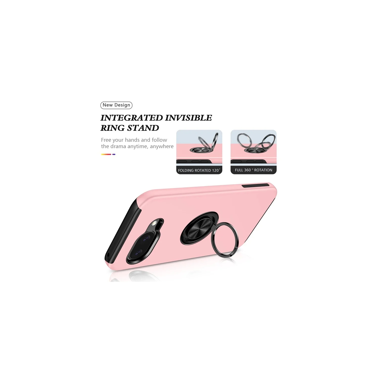 Étui rigide à anneau torsadé XCRS pour Pixel 9a de Google – Couvercle de béquille à anneau magnétique intégré