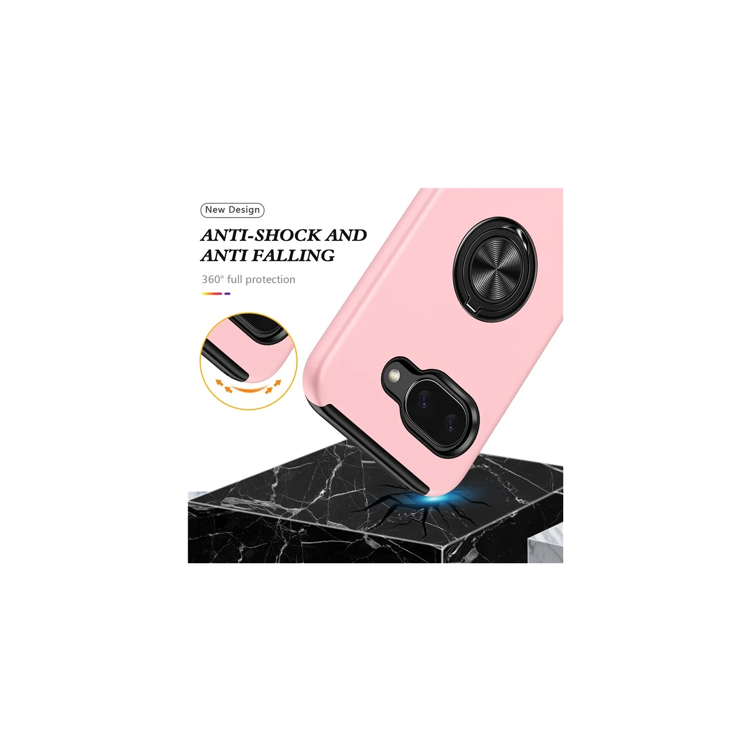 Étui rigide à anneau torsadé XCRS pour Pixel 9a de Google – Couvercle de béquille à anneau magnétique intégré