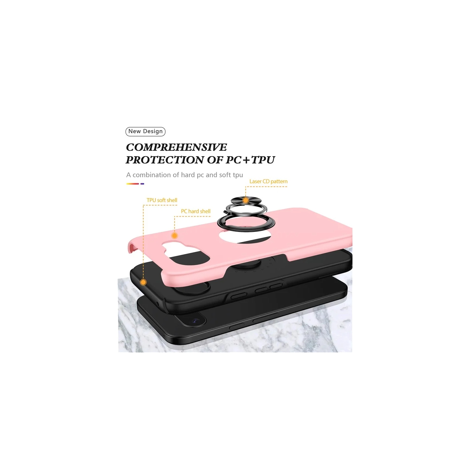 Étui rigide à anneau torsadé XCRS pour Pixel 9a de Google – Couvercle de béquille à anneau magnétique intégré