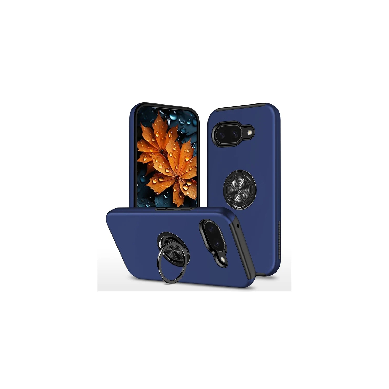 Étui rigide à anneau torsadé XCRS pour Pixel 9a de Google – Couvercle de béquille à anneau magnétique intégré