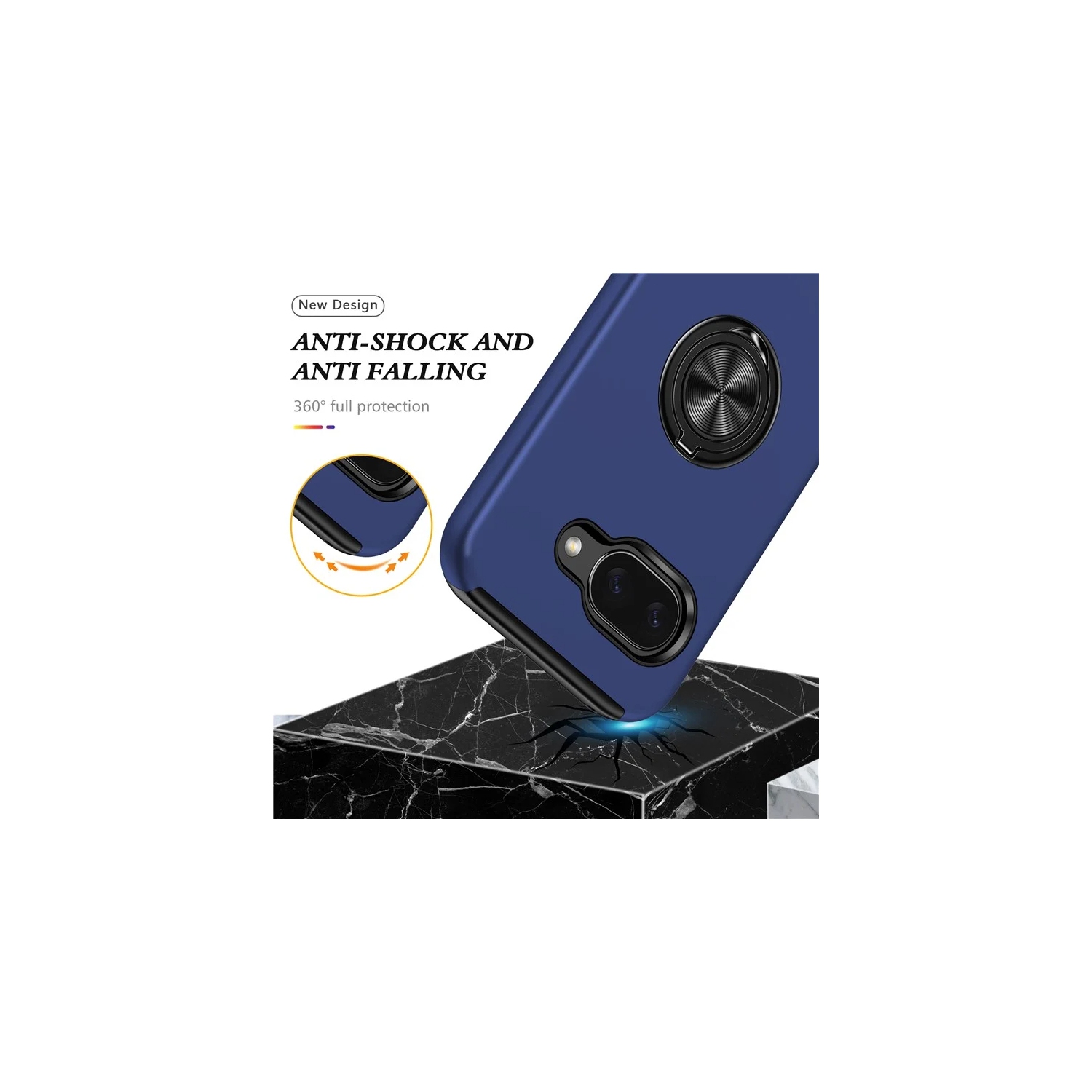 Étui rigide à anneau torsadé XCRS pour Pixel 9a de Google – Couvercle de béquille à anneau magnétique intégré