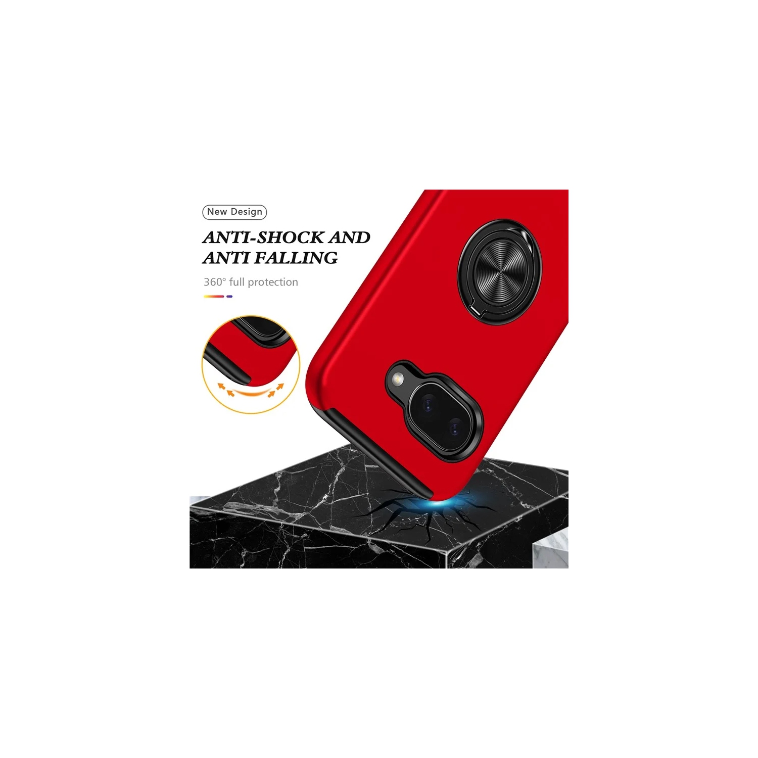 XCRS Hard Shell Swirl Ring Case for Google Pixel 9a – Built-in Magnetic Ring Kickstand Cover