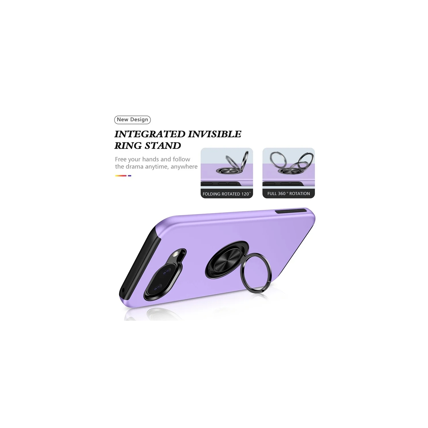 XCRS Hard Shell Swirl Ring Case for Google Pixel 9a – Built-in Magnetic Ring Kickstand Cover