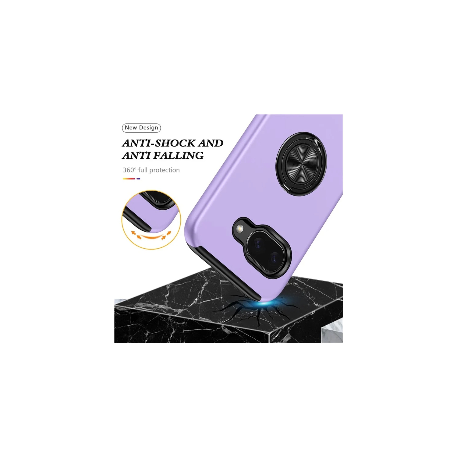 XCRS Hard Shell Swirl Ring Case for Google Pixel 9a – Built-in Magnetic Ring Kickstand Cover