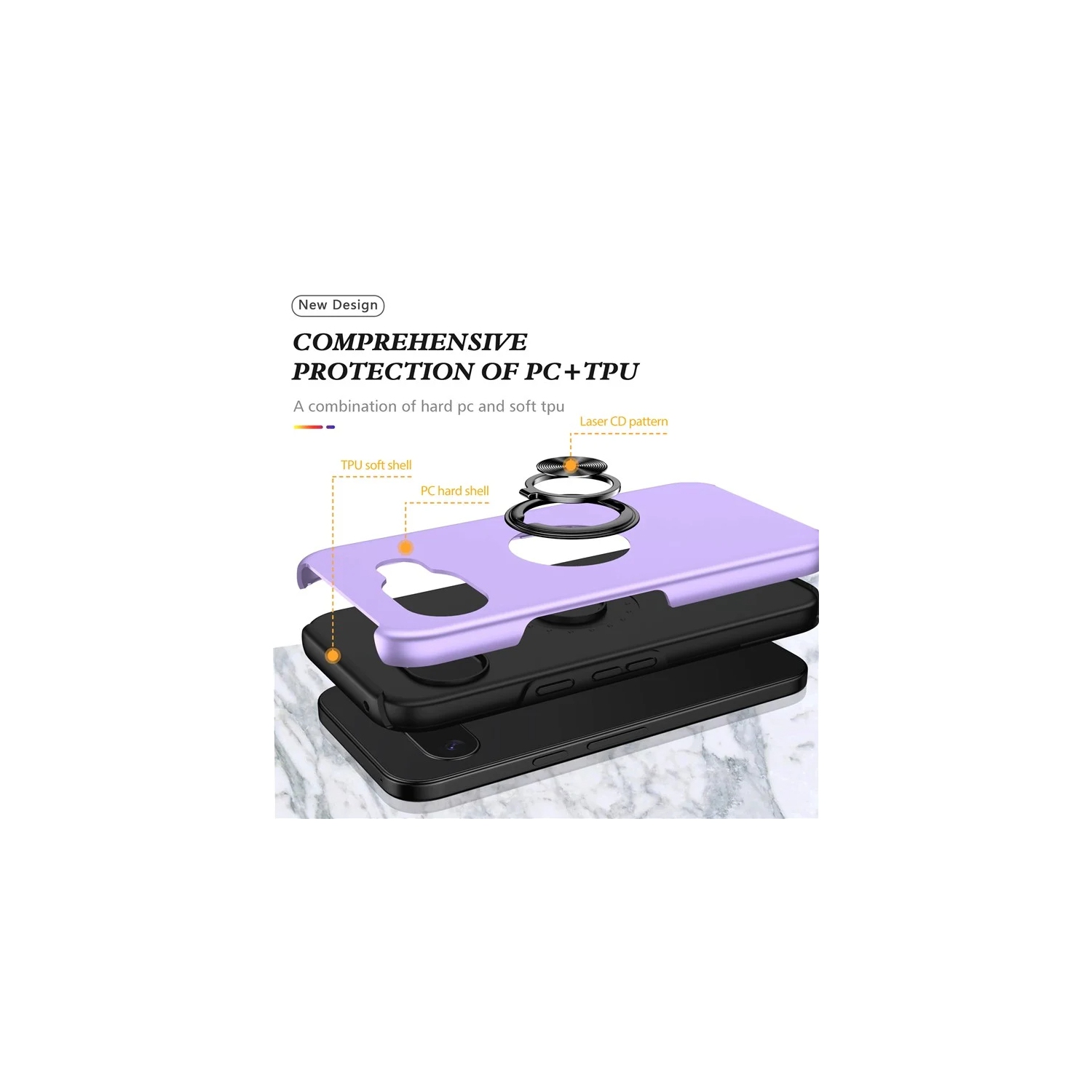 XCRS Hard Shell Swirl Ring Case for Google Pixel 9a – Built-in Magnetic Ring Kickstand Cover