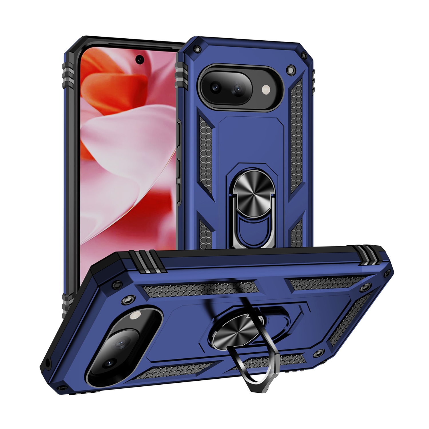 XCRS Dual-Layer Slim Armor Protection Case Google Pixel 9a – Built-in Magnetic Ring Kickstand Cover