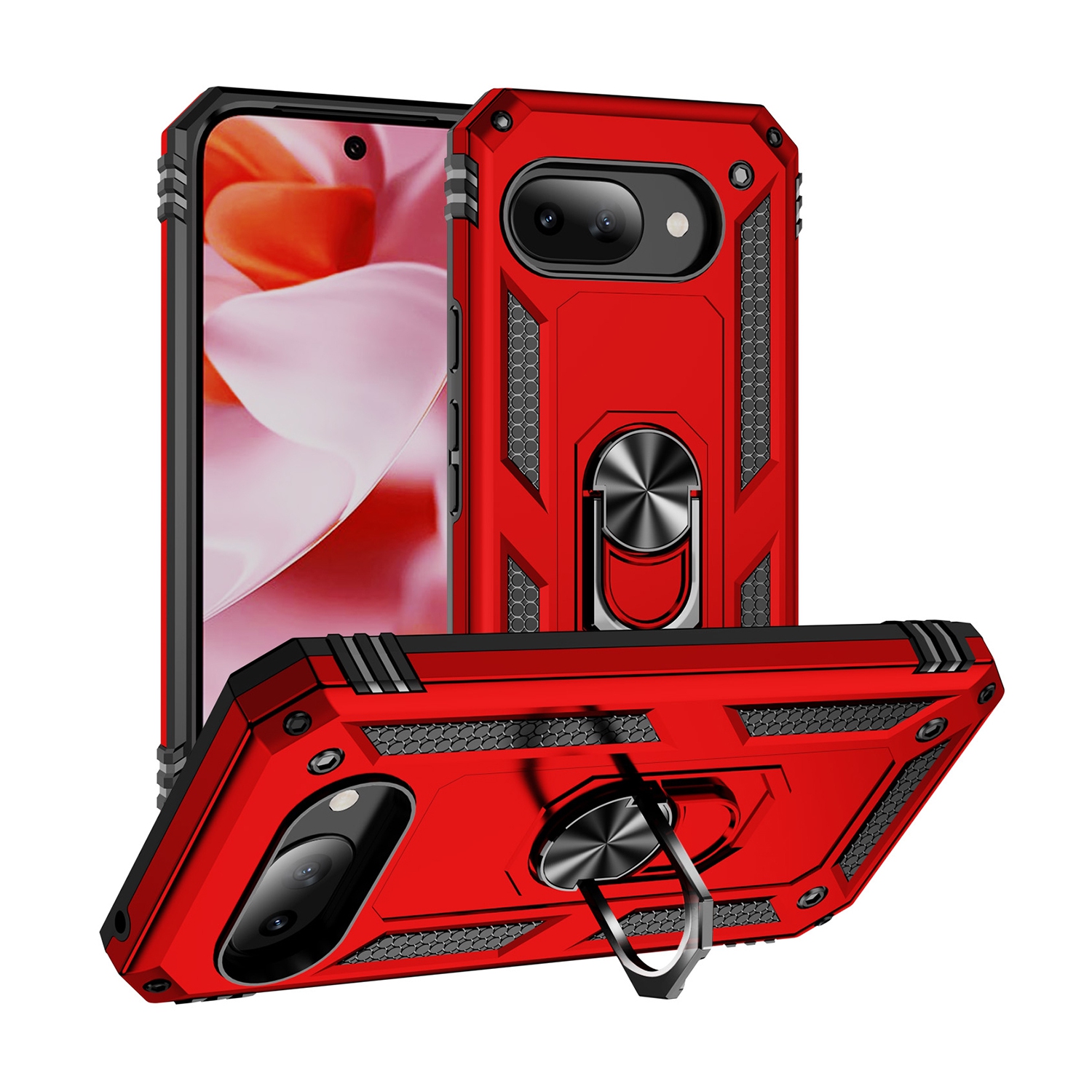 XCRS Dual-Layer Slim Armor Protection Case Google Pixel 9a – Built-in Magnetic Ring Kickstand Cover