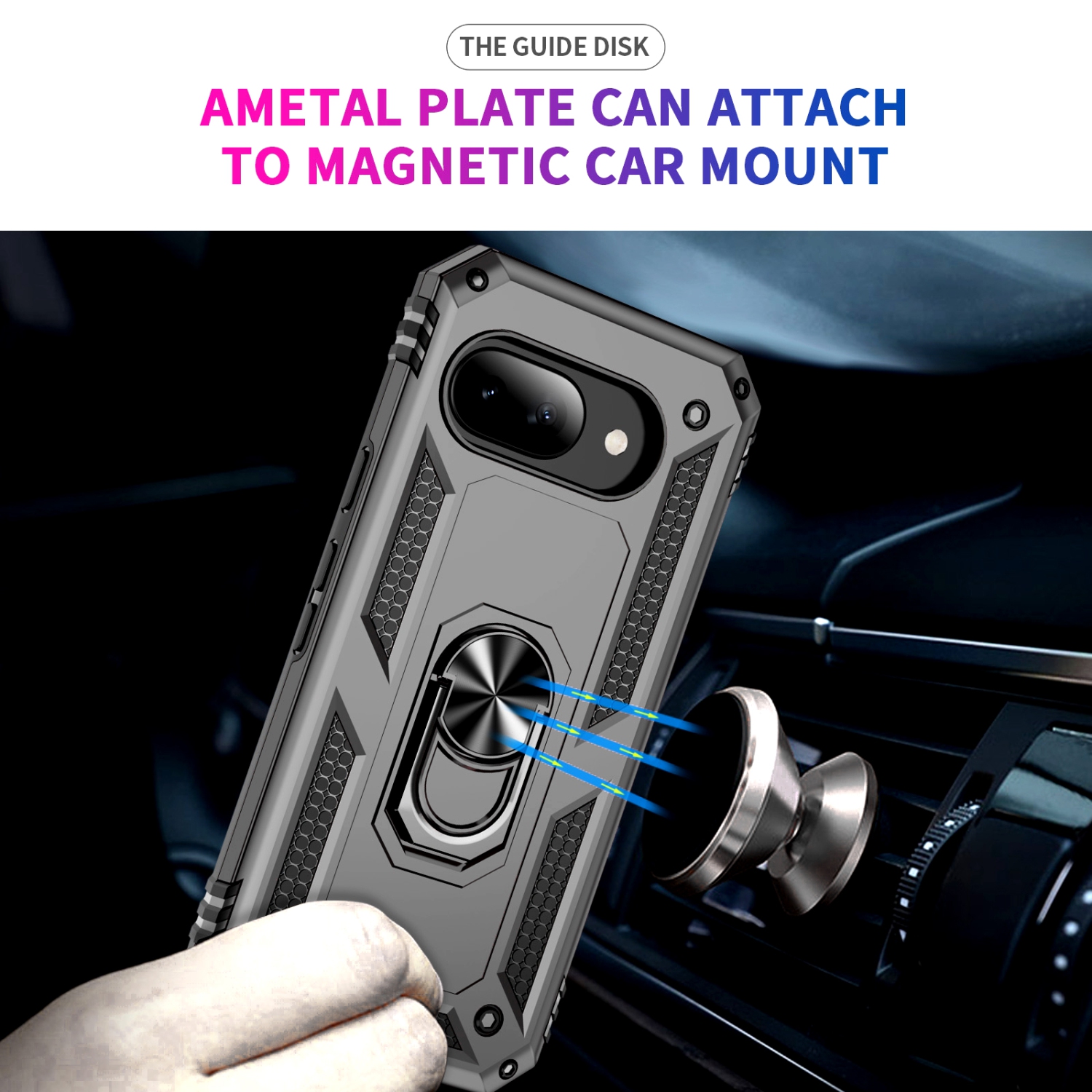 XCRS Dual-Layer Slim Armor Protection Case Google Pixel 9a – Built-in Magnetic Ring Kickstand Cover