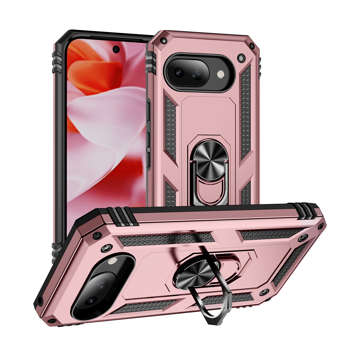 XCRS Dual-Layer Slim Armor Protection Case Google Pixel 9a – Built-in Magnetic Ring Kickstand Cover