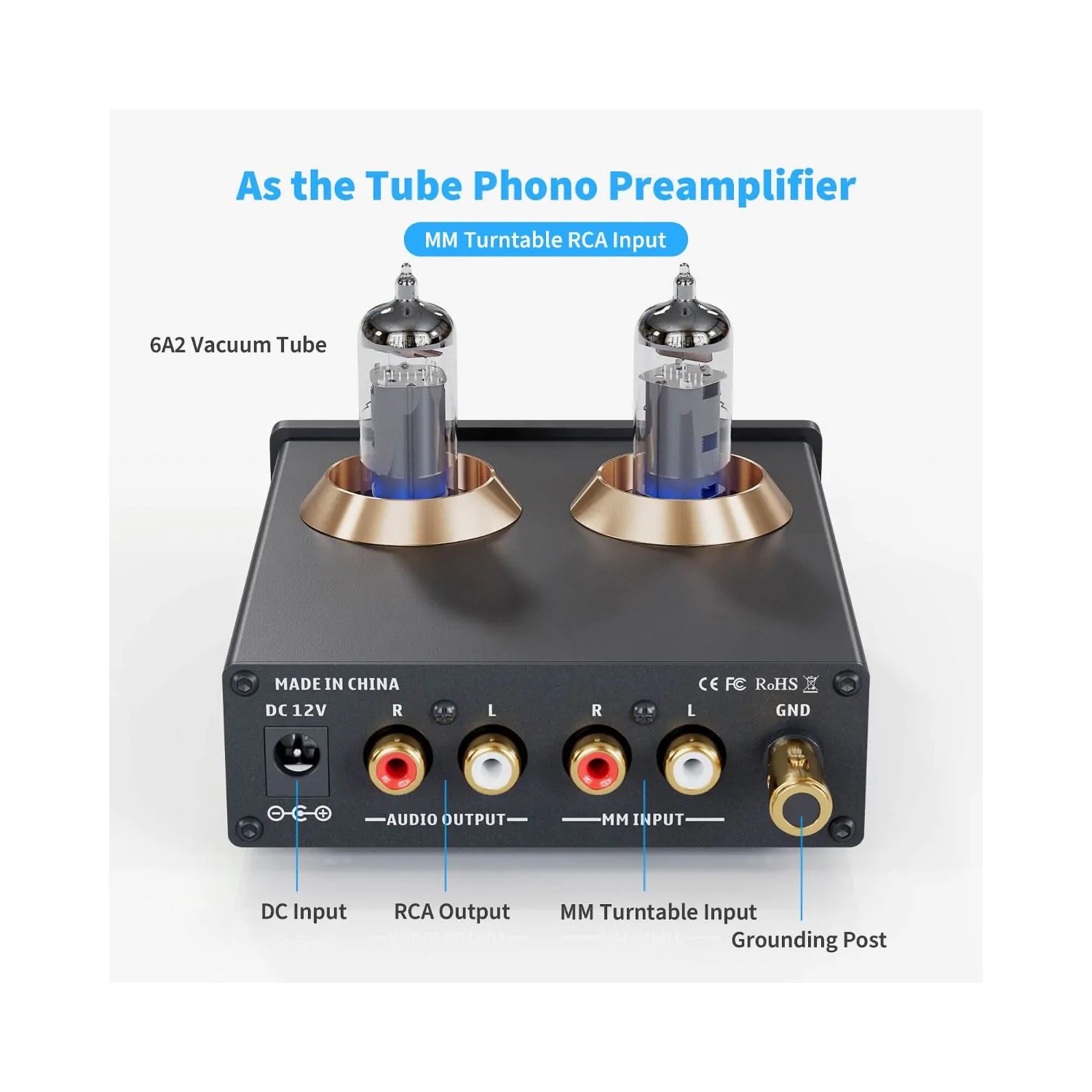 Fosi Audio Box X2, préamplificateur phono haute fidélité pour tourne-disque, préamplificateur phonographe MM pour tourne-disque