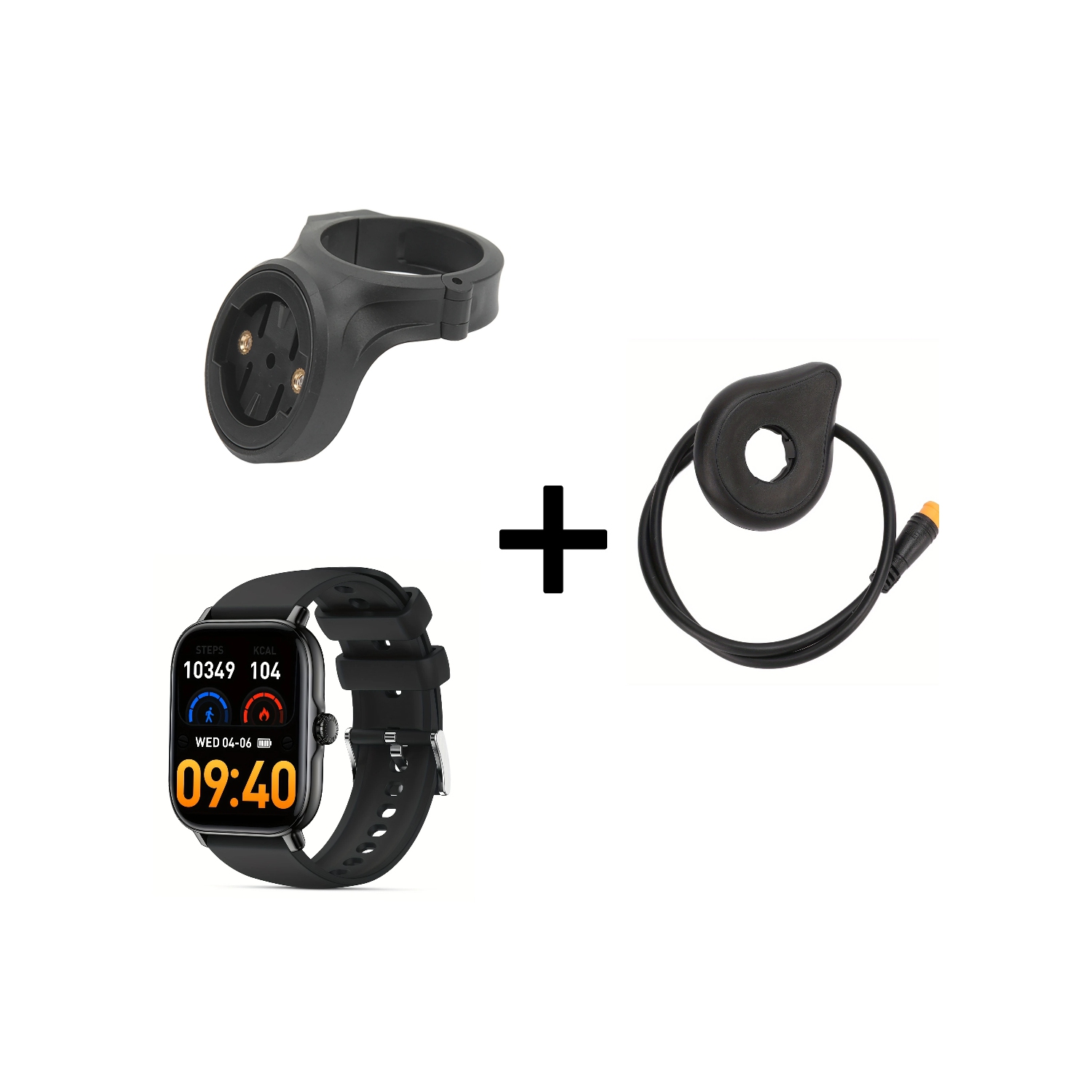 Montre intelligente à écran tactile de 1,91&nbsp;po avec moniteur d'activité, support de lampe arrière de vélo et capteur de pédale de vélo électrique