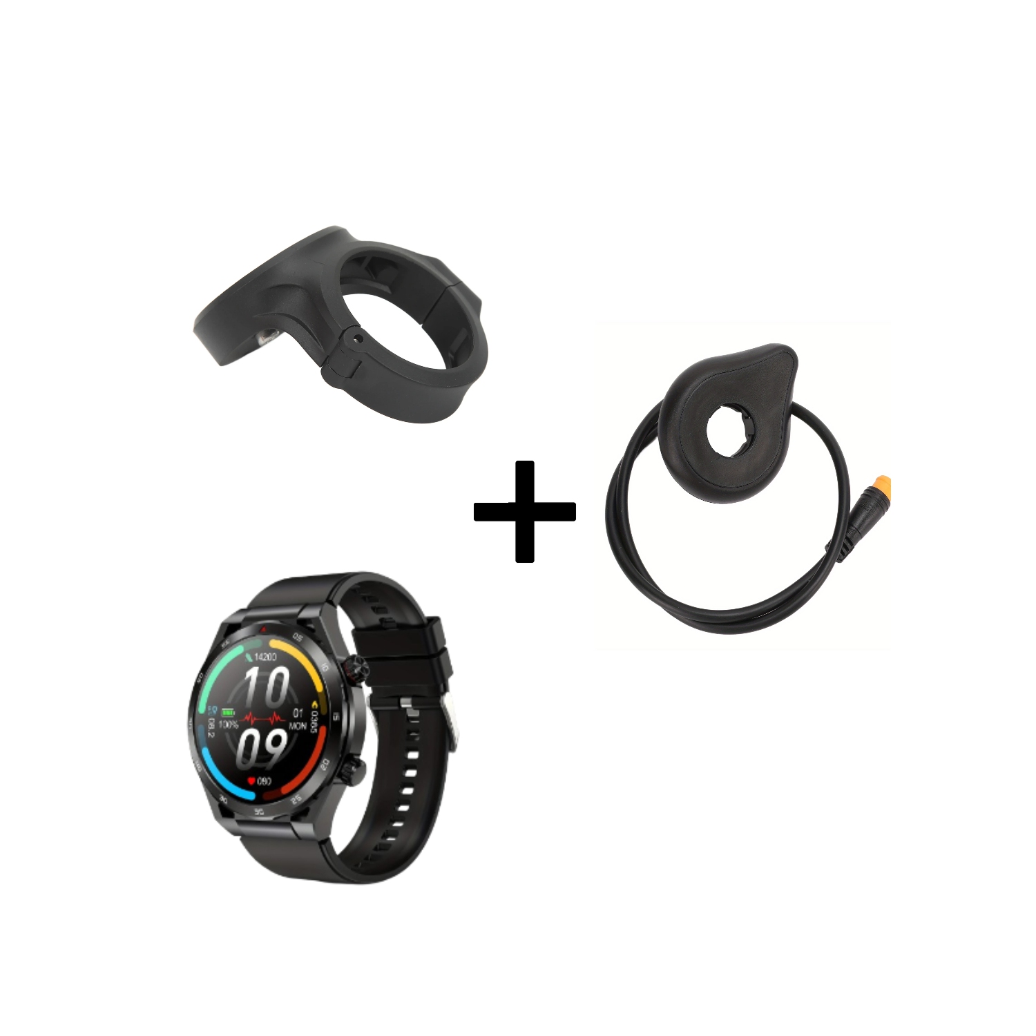 1.39" HD Smartwatch with Fitness Tracker, Bike Tail Lamp Holder & Electric Bike Pedal Sensor