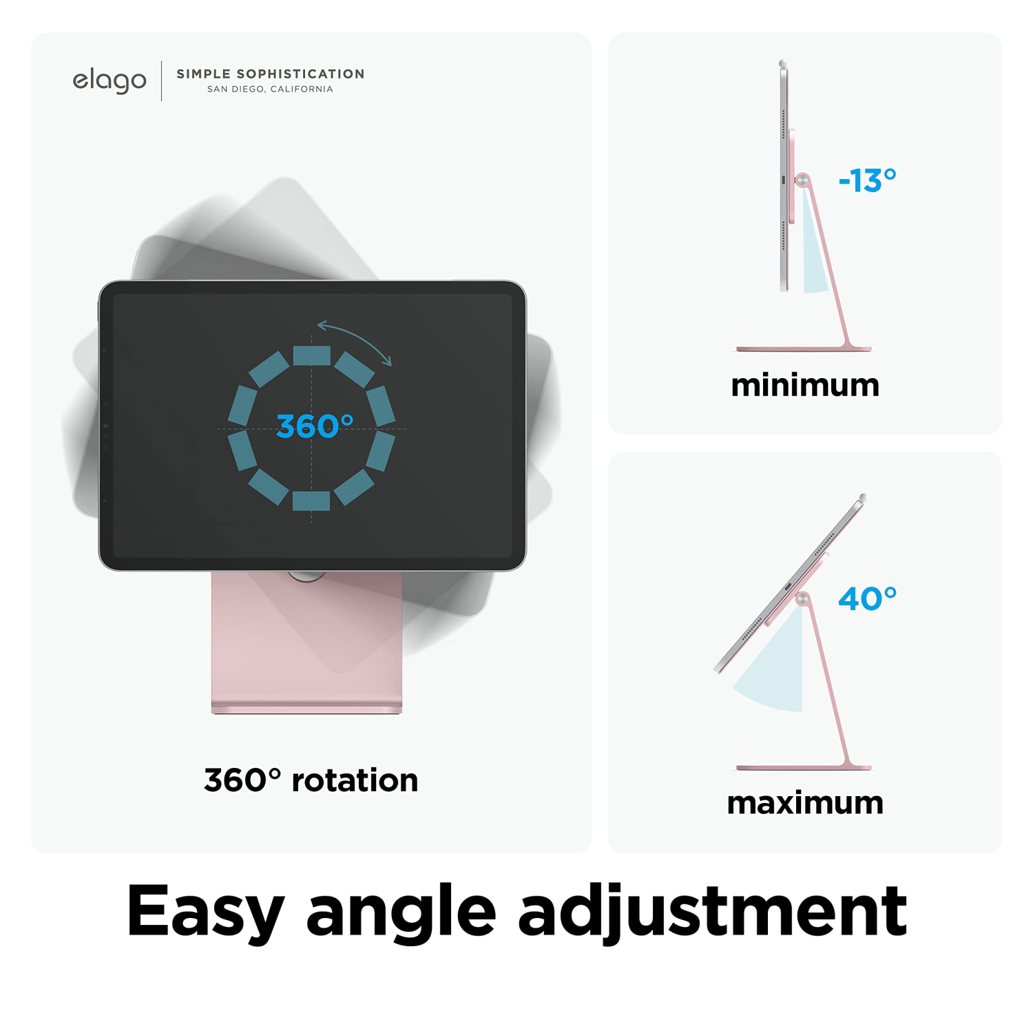 Support magnétique Elago Premium pour iPad Pro 12,9&nbsp;po, 11&nbsp;po (3ᵉ,2ᵉ gén), Air 10,9&nbsp;po (5ᵉ,4ᵉ gén), Mini 8,3&nbsp;po (6ᵉ gén, A17