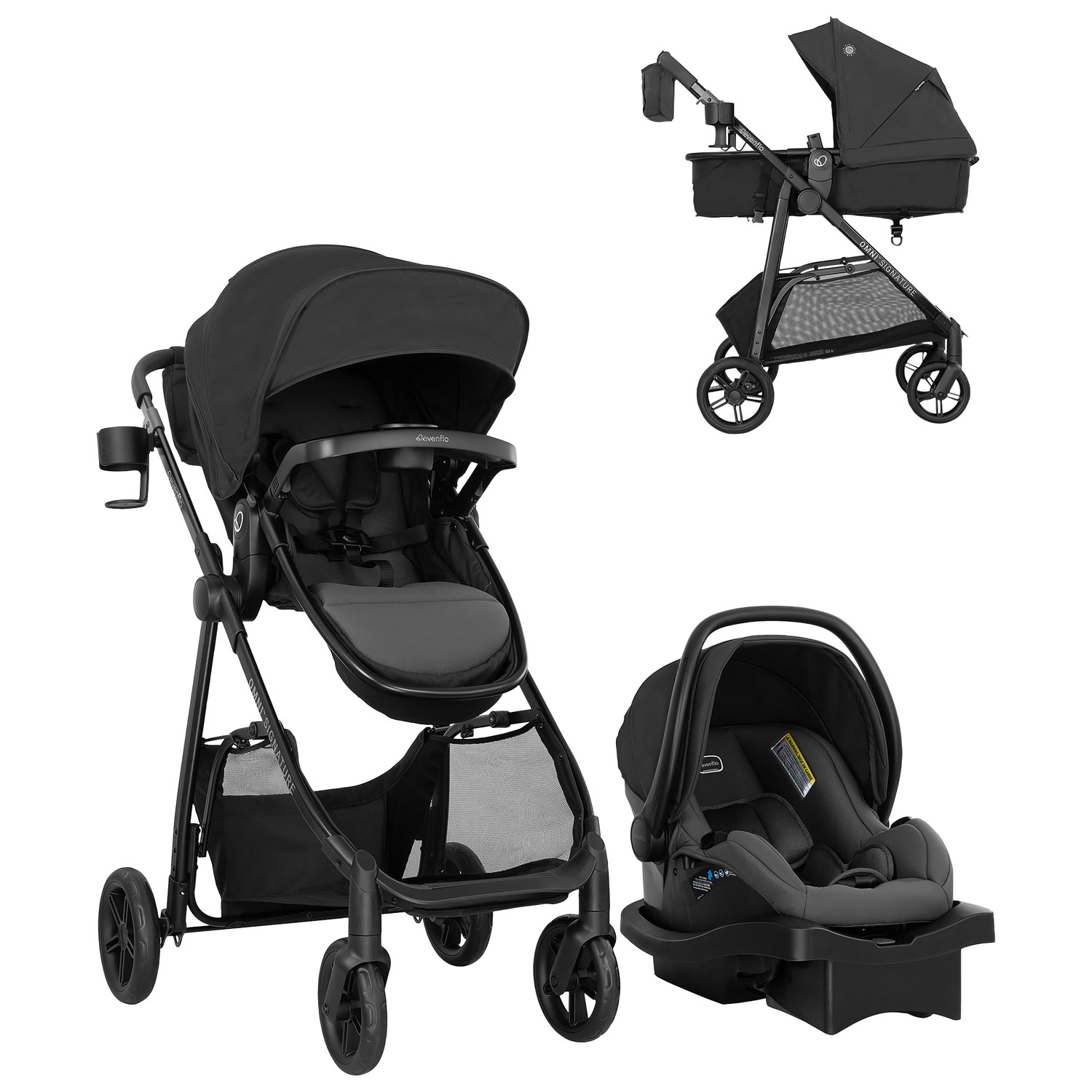 Evenflo Omni Signature Convertible Stroller with LiteMax Infant Car Seat - Porto Black