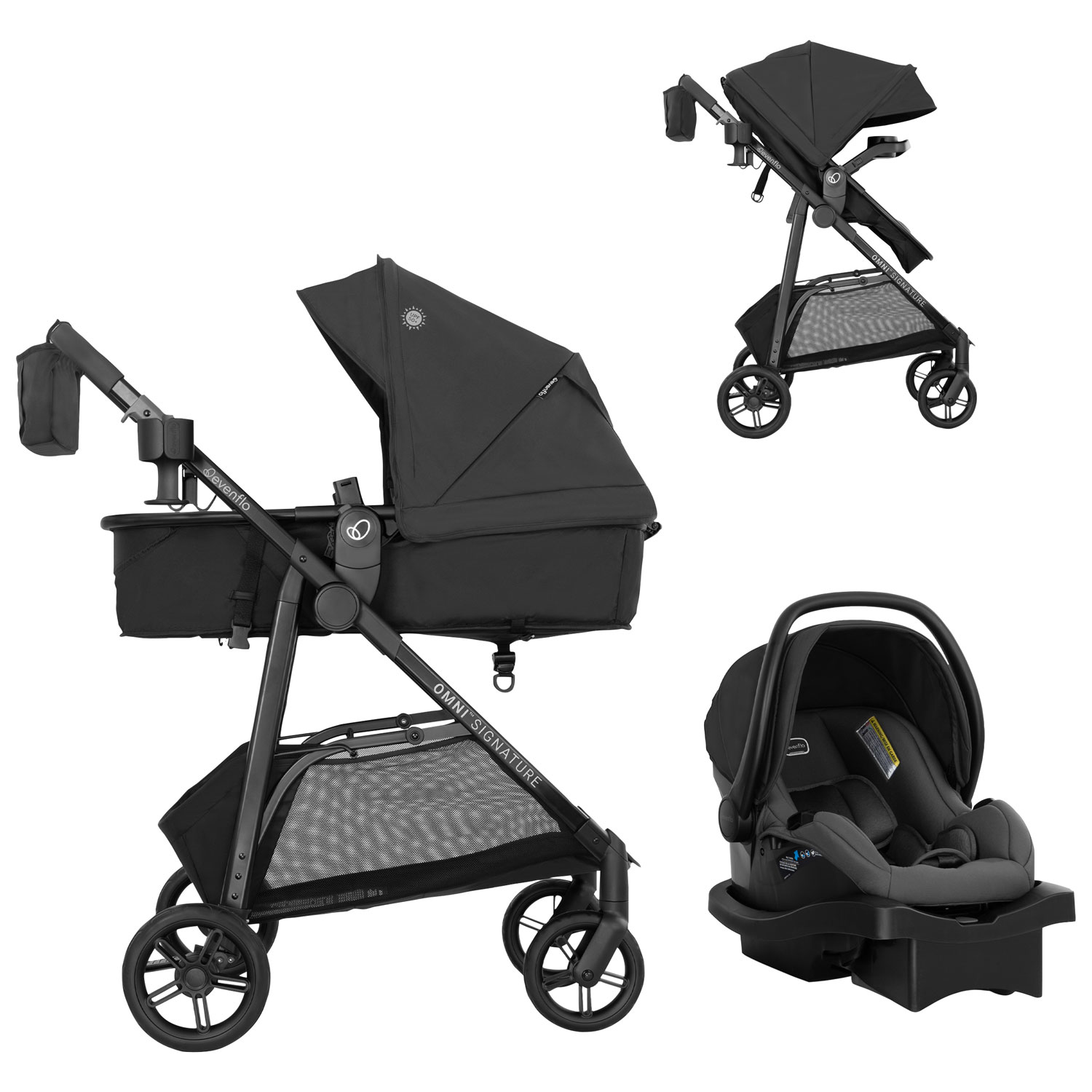 Evenflo Omni Signature Convertible Stroller with LiteMax Infant Car Seat - Porto Black