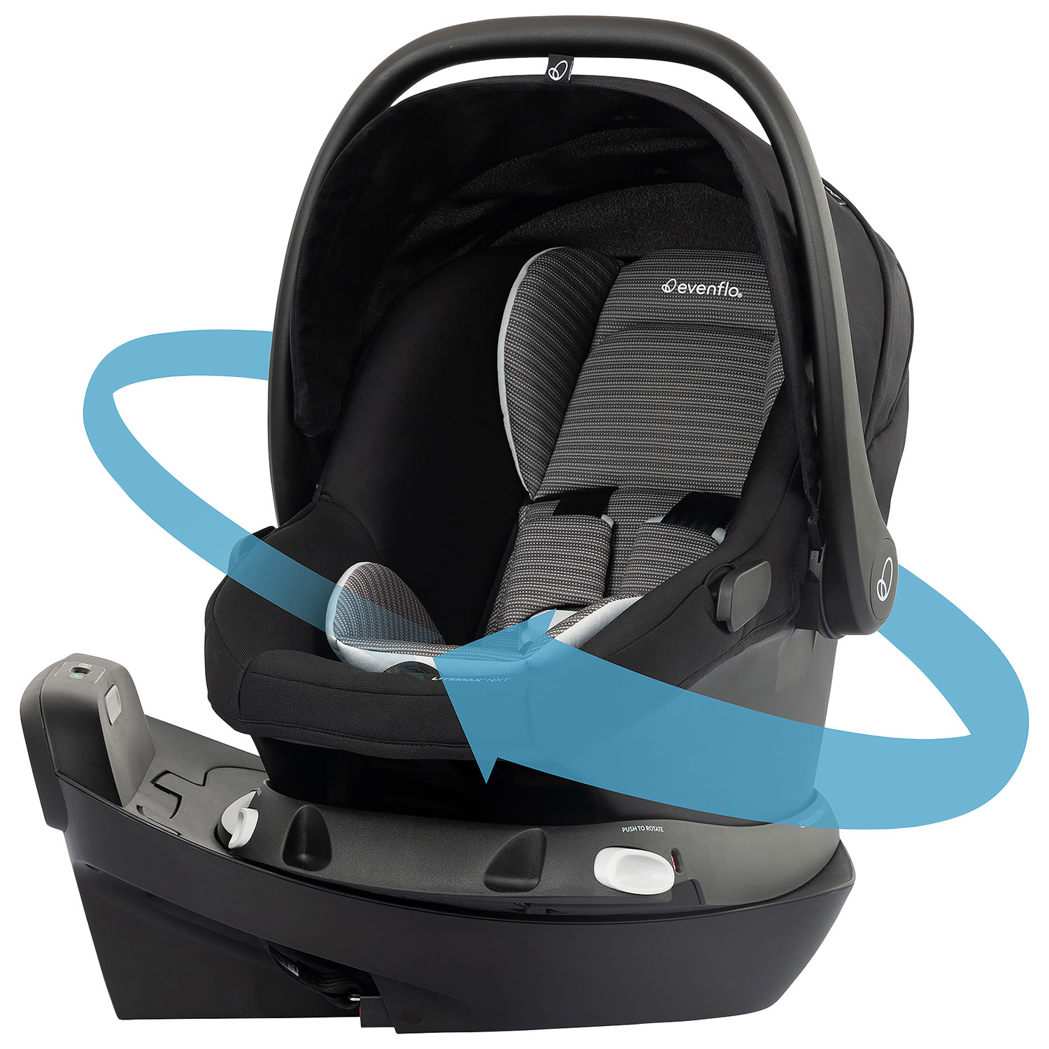 Siège d'auto pour bébé rotatif Revolve180 LiteMax NXT avec SensorSafe d'Evenflo - Gris cendré