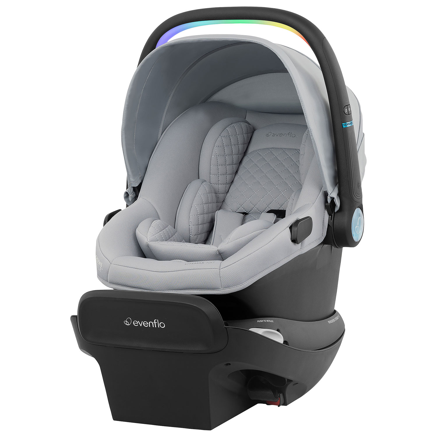 Siège d'auto pivotant pour bébé LiteMaxTM NXT avec technologie Sensory Soothe d'Evenflo - Quartz