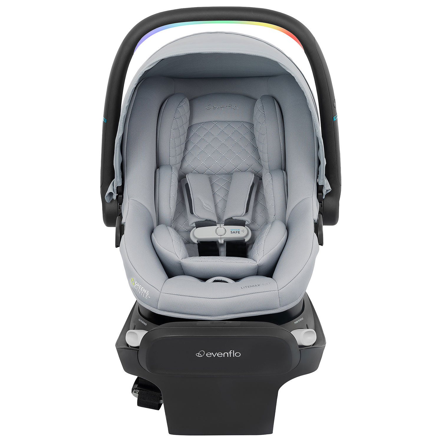 Siège d'auto pivotant pour bébé LiteMaxTM NXT avec technologie Sensory Soothe d'Evenflo - Quartz