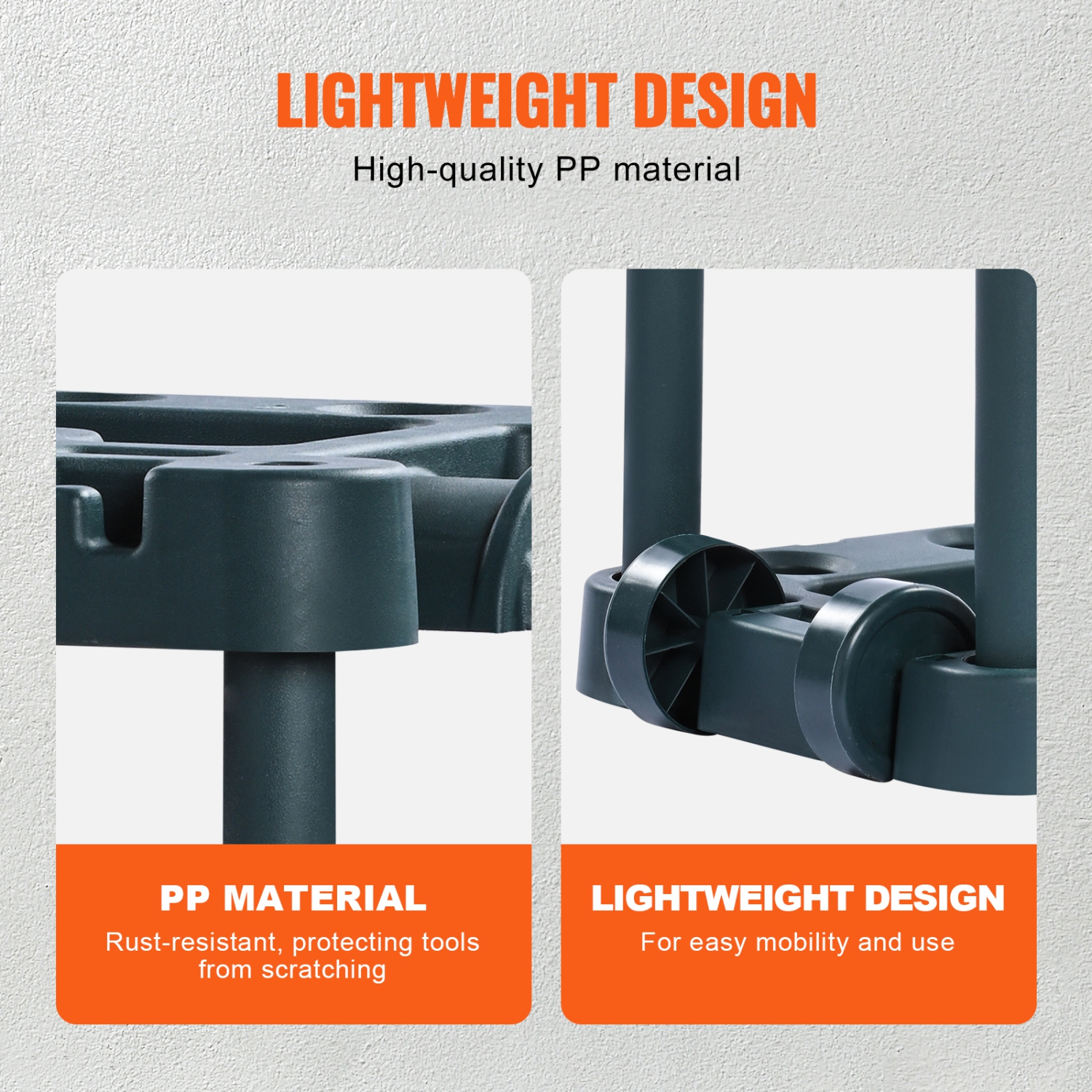 VEVOR 10 Slots Garden Tool Organizer, Yard Tool Tower Rack for Organization and Storage, Hold Long-Handled Tool/Rake/Broom, PP Garden Tool Stand