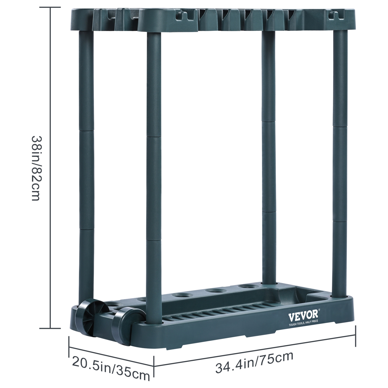 VEVOR 10 Slots Garden Tool Organizer, Yard Tool Tower Rack for Organization and Storage, Hold Long-Handled Tool/Rake/Broom, PP Garden Tool Stand