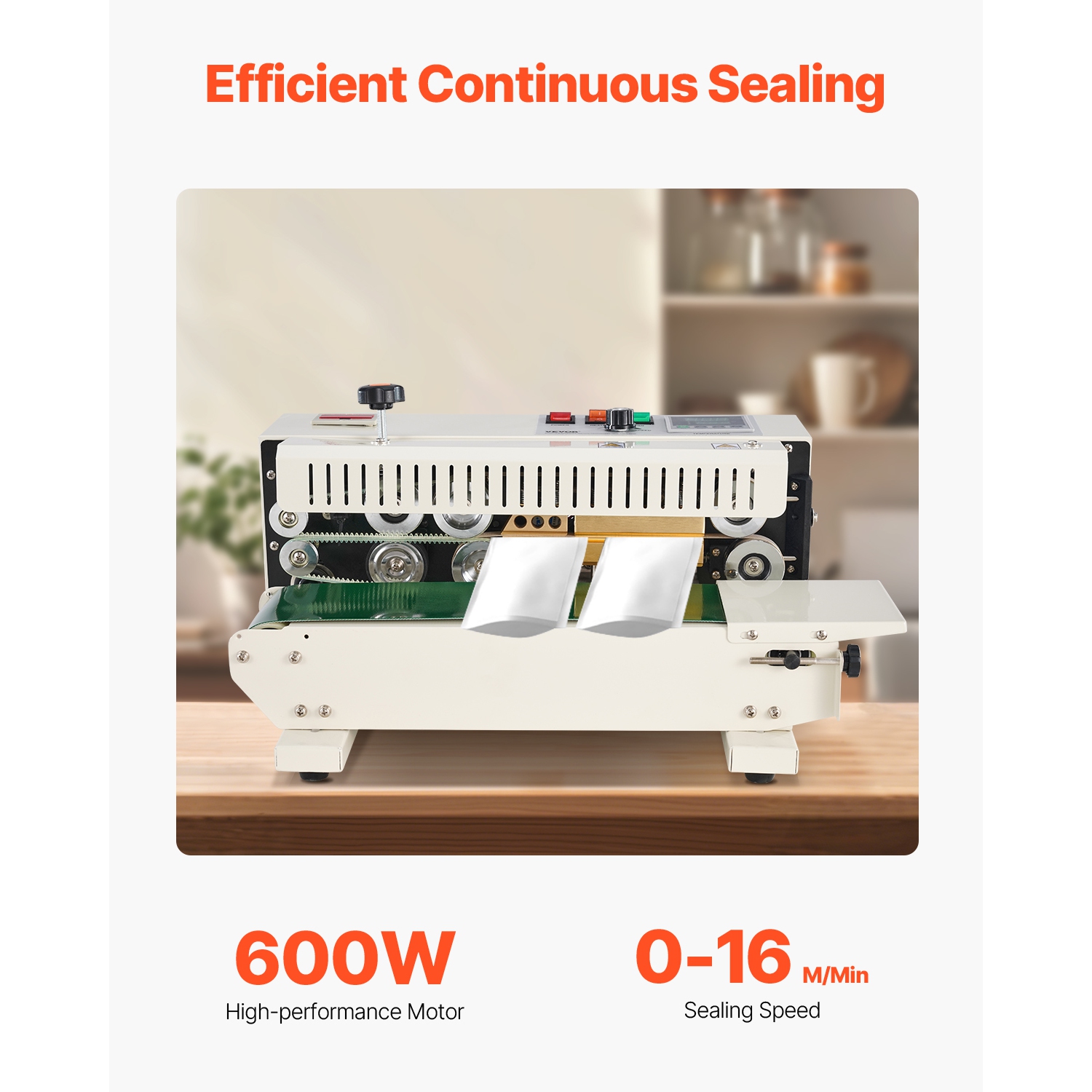 VEVOR 0.24-0.47 in/6-12 mm Continuous Bag Band Sealing Machine, Horizontal Band Sealer Machine with Digital Temperature Control and Count Function,