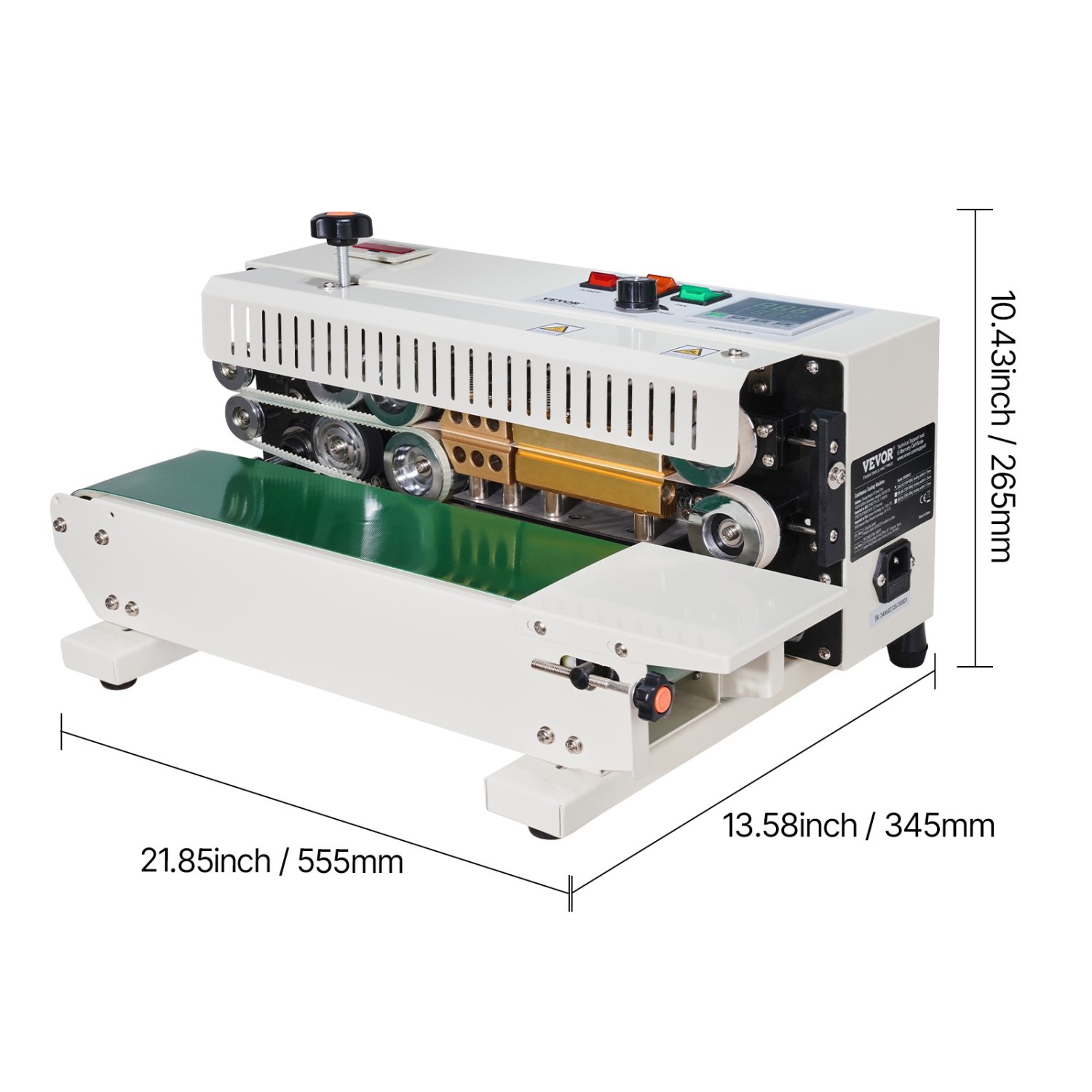 VEVOR 0.24-0.47 in/6-12 mm Continuous Bag Band Sealing Machine, Horizontal Band Sealer Machine with Digital Temperature Control and Count Function,