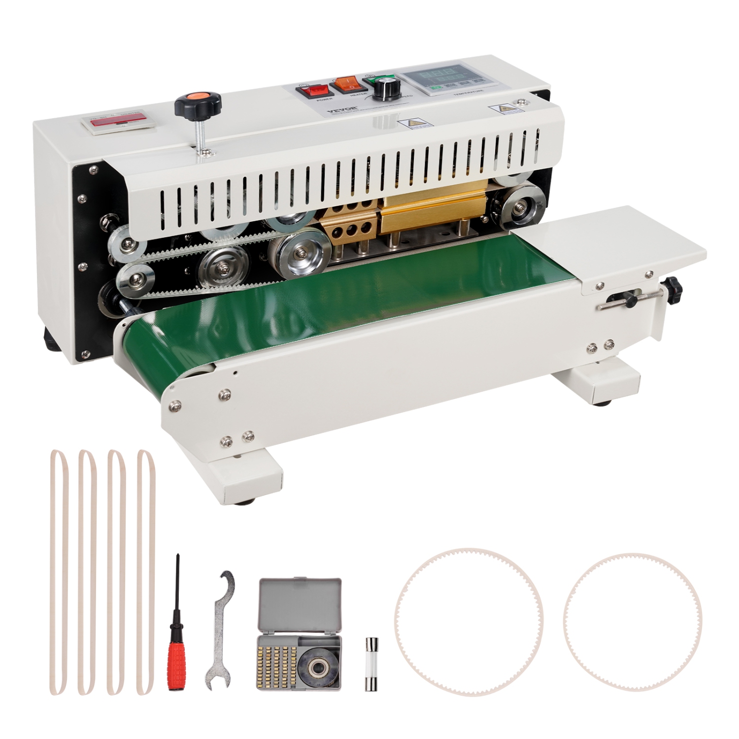 VEVOR 0.24-0.47 in/6-12 mm Continuous Bag Band Sealing Machine, Horizontal Band Sealer Machine with Digital Temperature Control and Count Function,