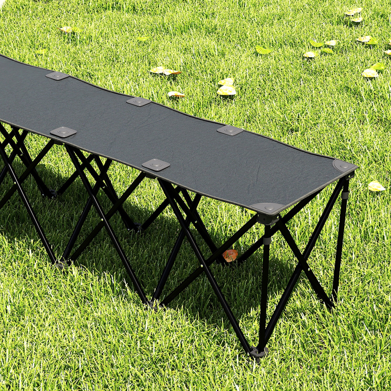 Outsunny Portable 4-Seater Folding Team Sports Sideline Bench, Outdoor Camping Folding Bench Chair with Carry Bag for Soccer Football Team, No