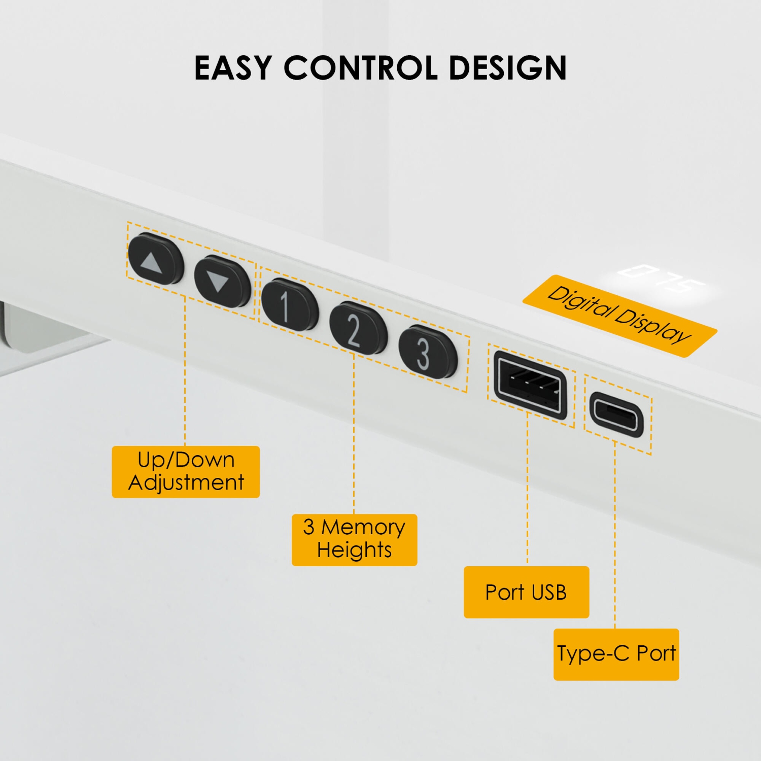Bureau debout électrique à hauteur réglable avec dessus en verre trempé et tiroir, table de bureau ergonomique 47,2 pox23,6 po